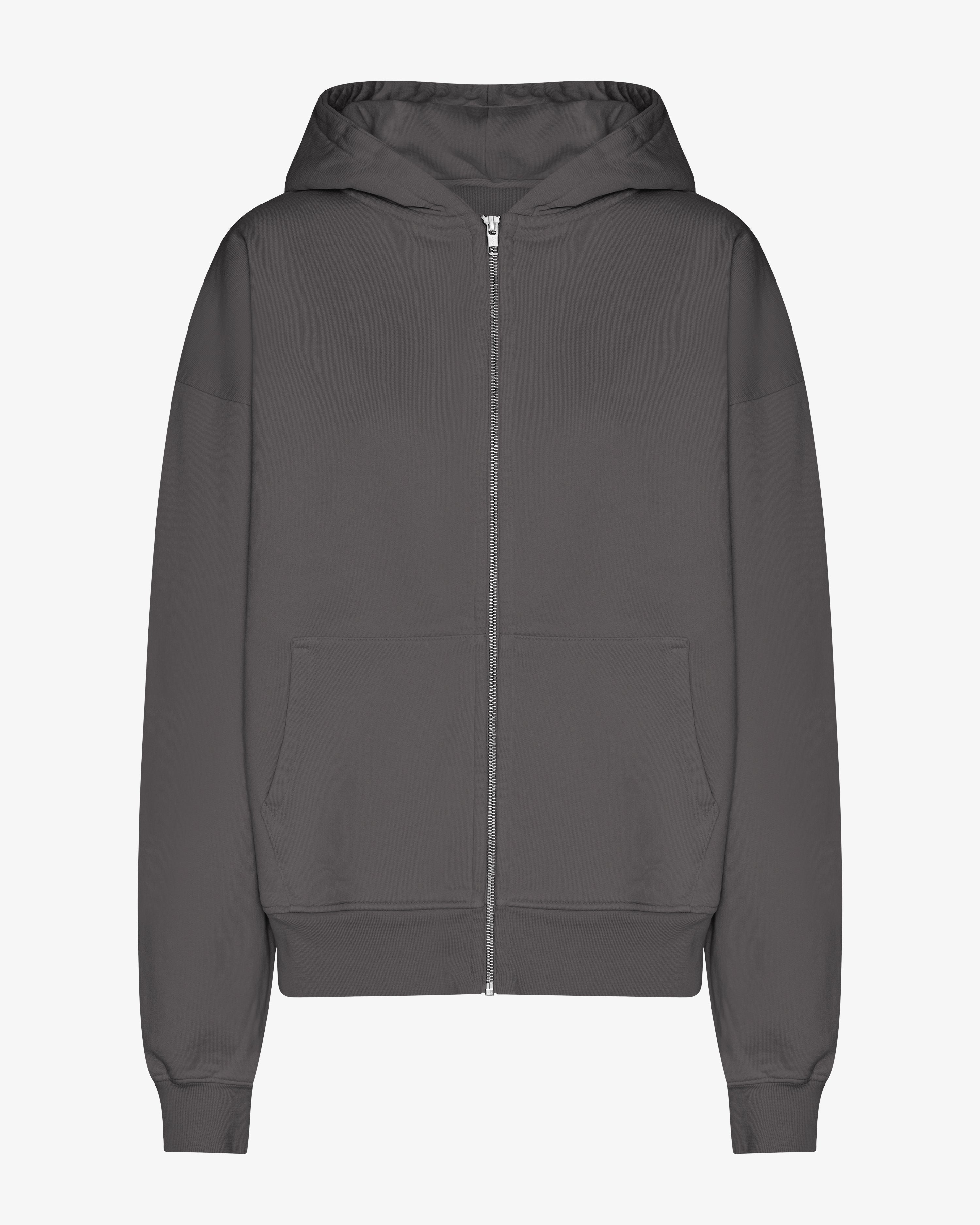 Organic Oversized Zip Hood - Lava Grey