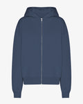 Organic Oversized Zip Hood - Petrol Blue
