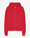 Organic Oversized Zip Hood - Scarlet Red