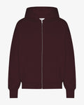 Organic Oversized Zip Hood - Oxblood Red