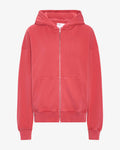 Organic Oversized Zip Hood - Faded Red