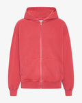 Organic Oversized Zip Hood - Faded Red