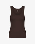 Women Organic Rib Tank Top - Coffee Brown