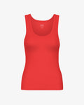 Women Organic Rib Tank Top - Red Tangerine