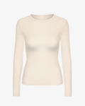 Women Organic Rib LS T-Shirt - Ivory White