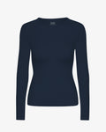 Women Organic Rib LS T-Shirt - Navy Blue