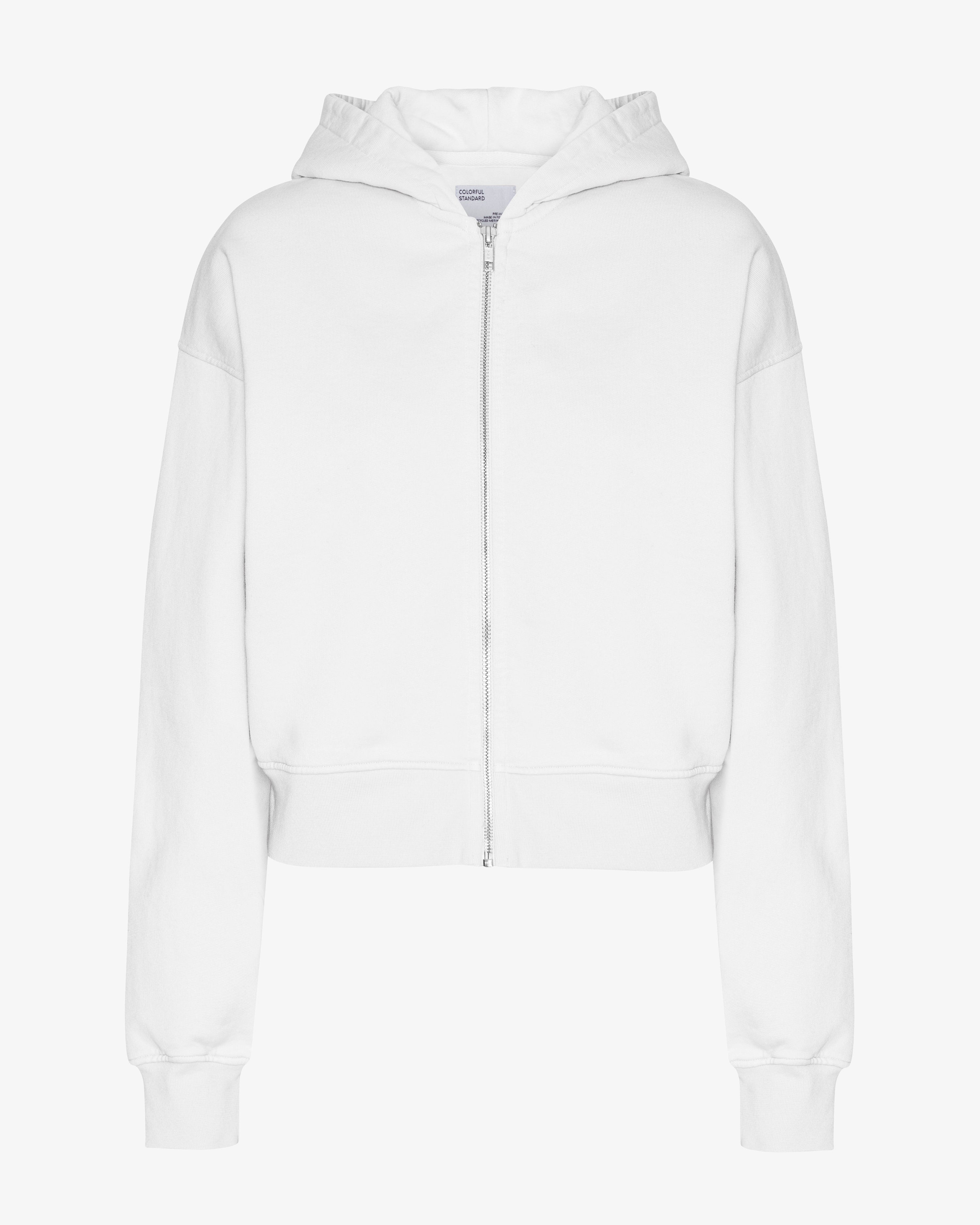 Organic Crop Zip Hood - Optical White