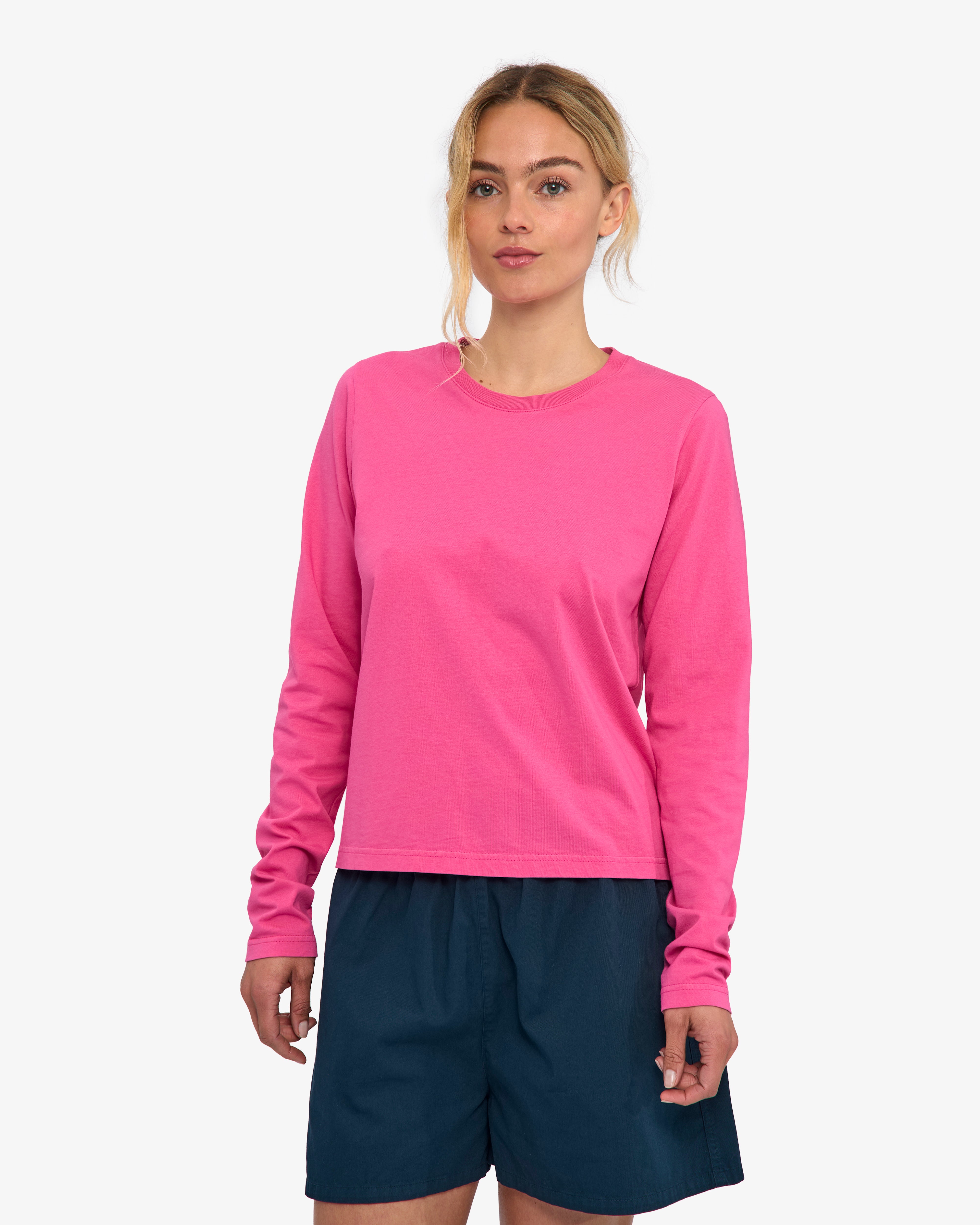 Women Organic LS T-Shirt - Bubblegum Pink