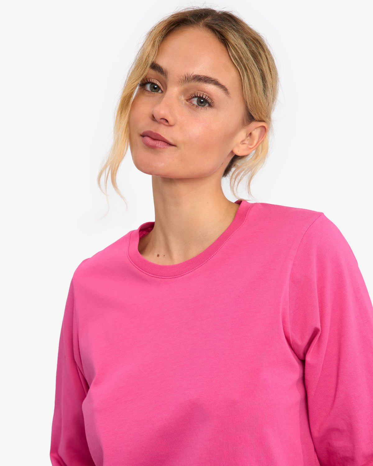 Women Organic LS T-Shirt - Bubblegum Pink