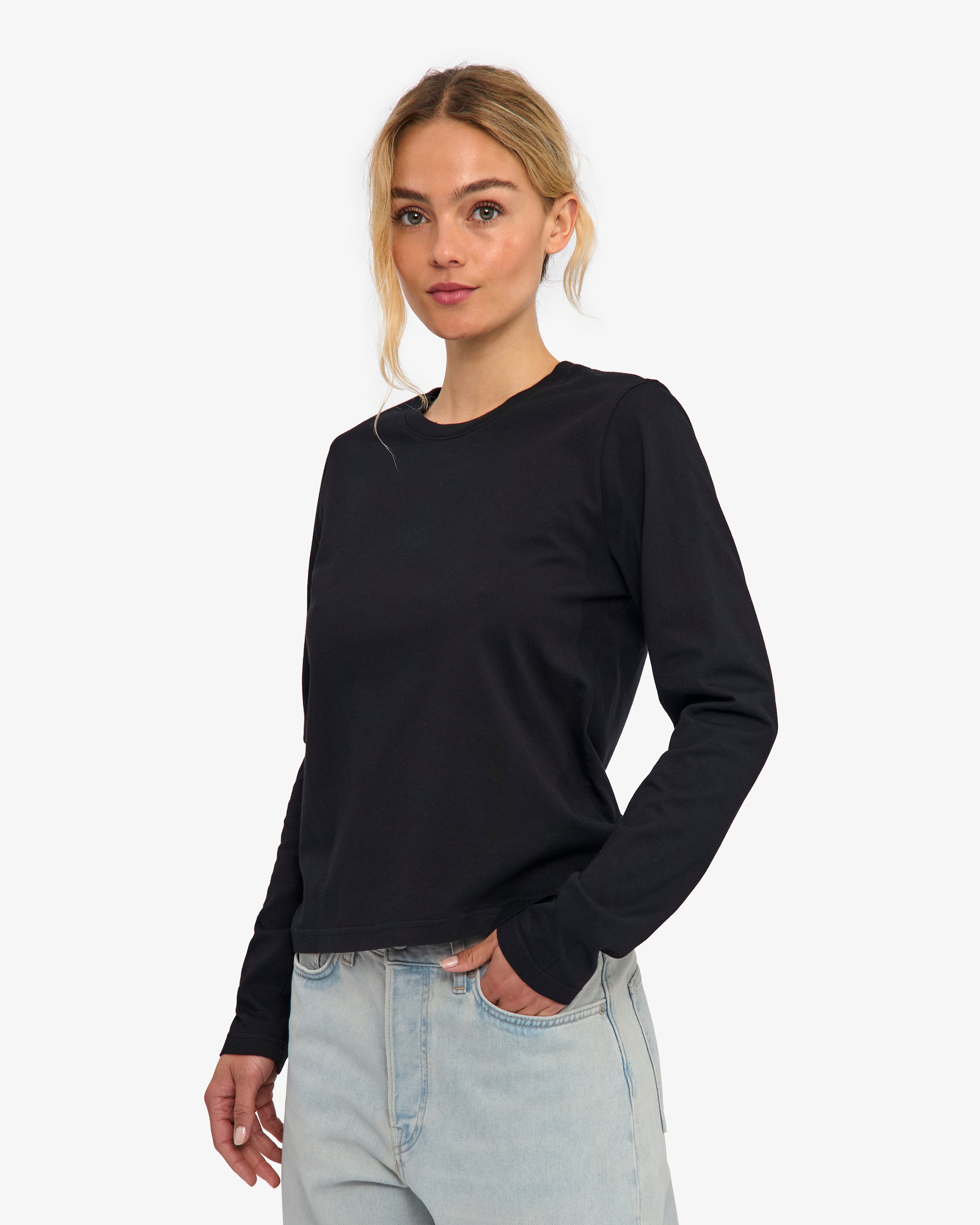 Women Organic LS T-Shirt - Deep Black