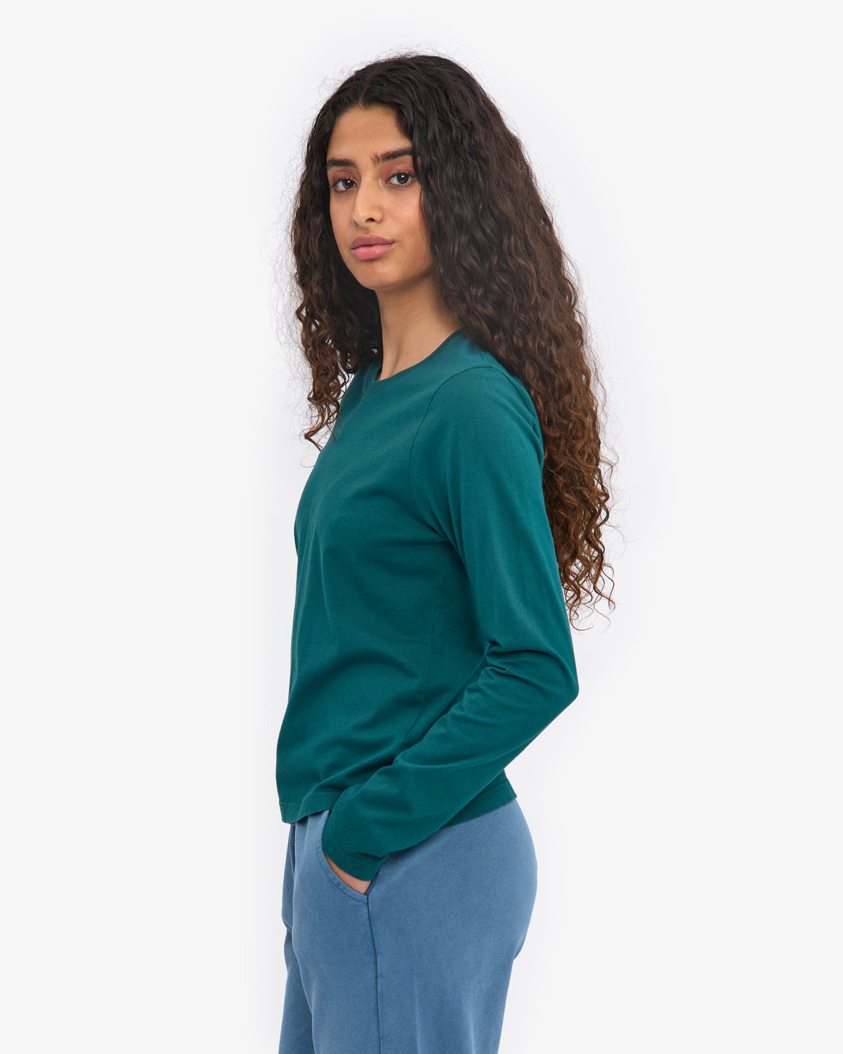 Women Organic LS T-Shirt - Ocean Green