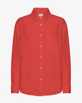 Linen Oversized Shirt - Red Tangerine