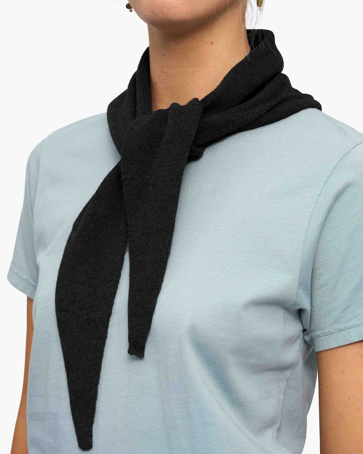 Merino Wool Triangle Scarf - Deep Black