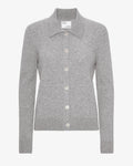 Women Merino Wool Collar Cardigan - Heather Grey