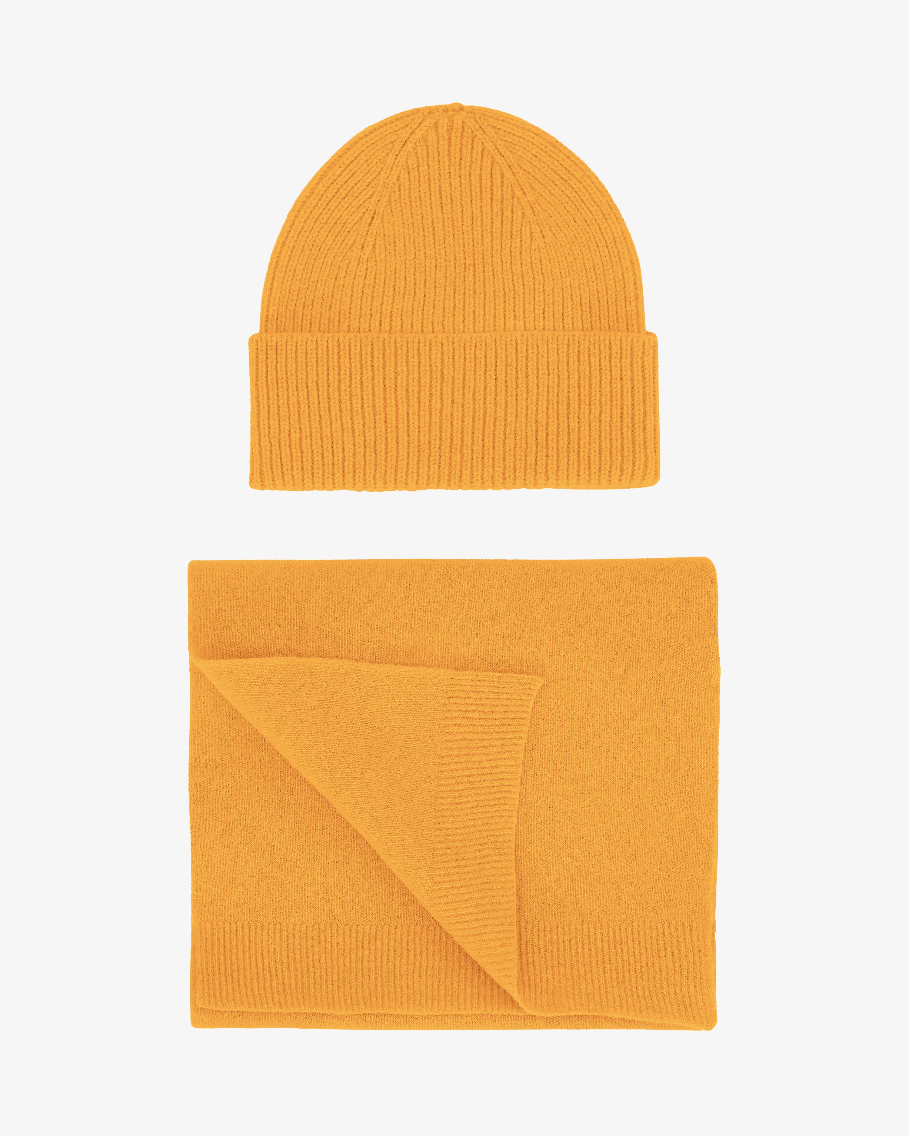 Merino Wool Beanie & Scarf - Burned Yellow