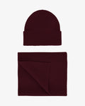 Merino Wool Beanie & Scarf - Oxblood Red