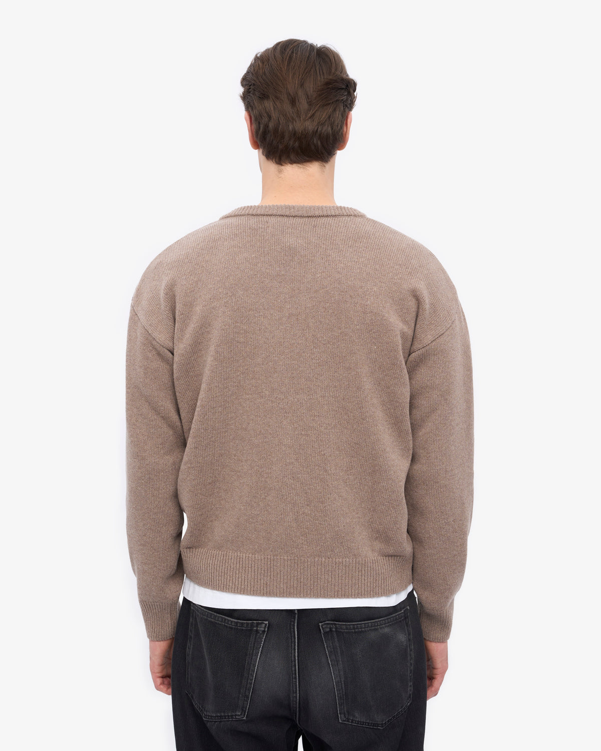 Merino Wool V-Neck Cardigan - Warm Taupe
