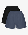 Women Organic Twill Shorts - Deep Black & Petrol Blue (2-Pack)