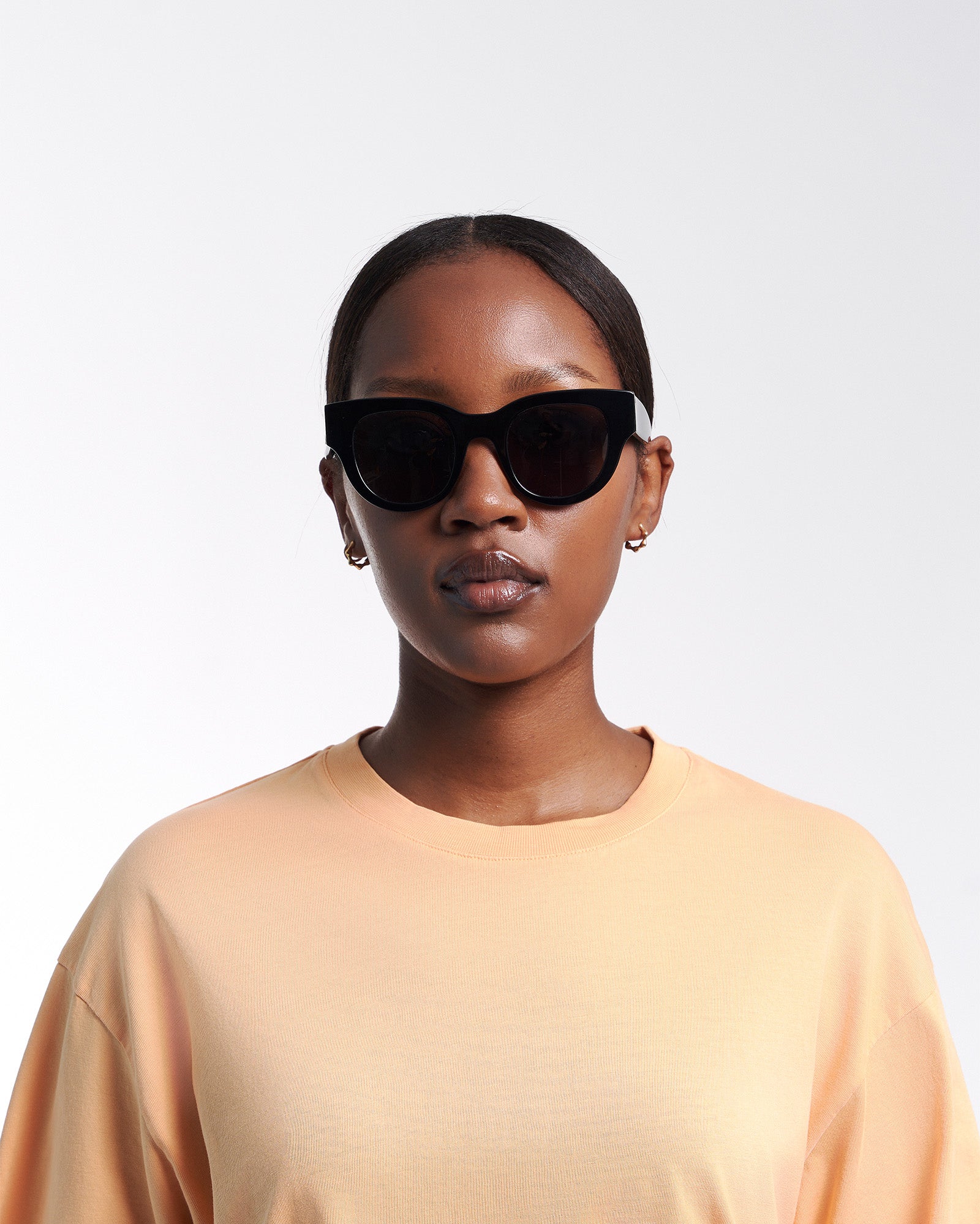Sunglass 06 - Deep Black Solid - Orange