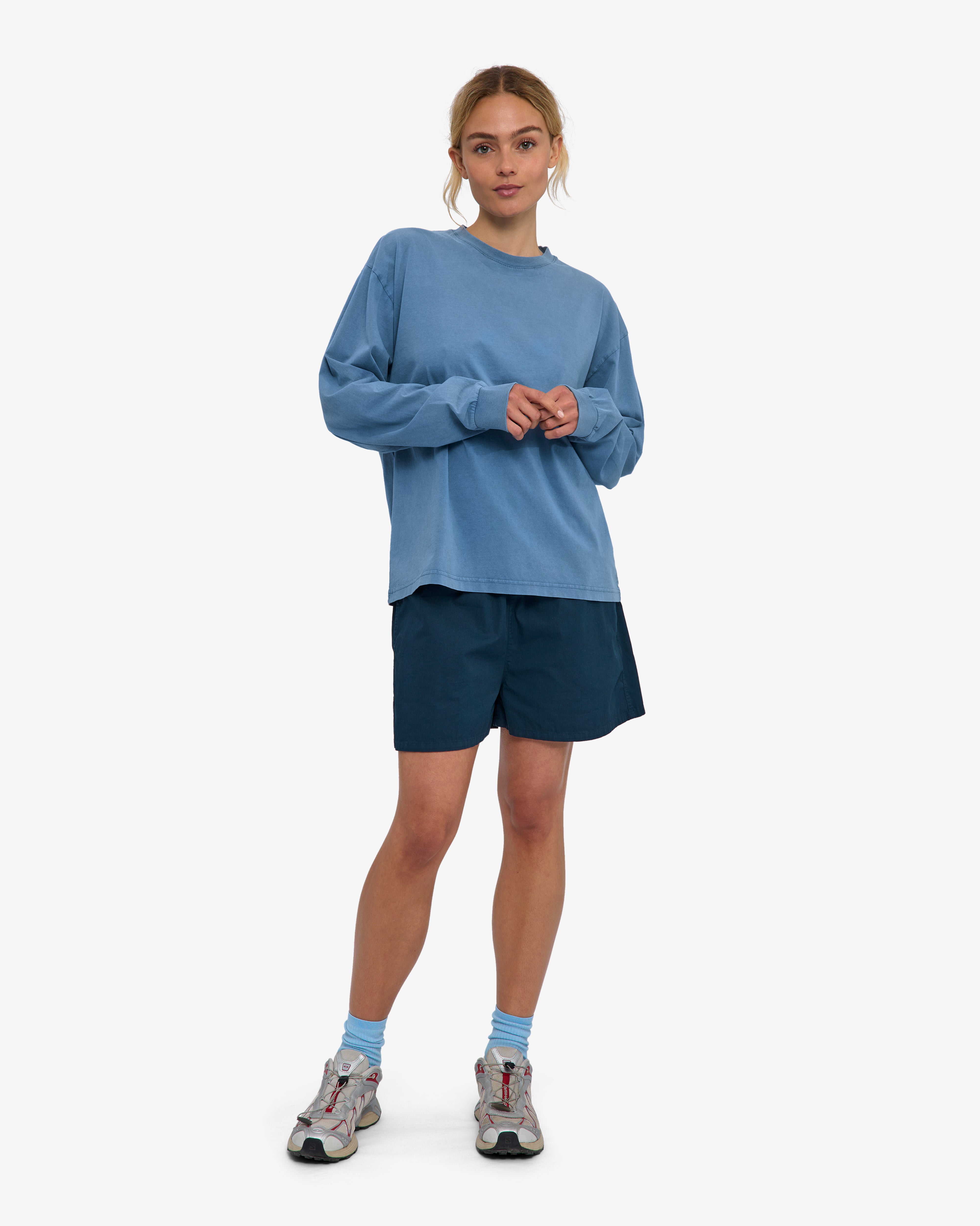 Oversized Organic LS T-Shirt - Faded Indigo