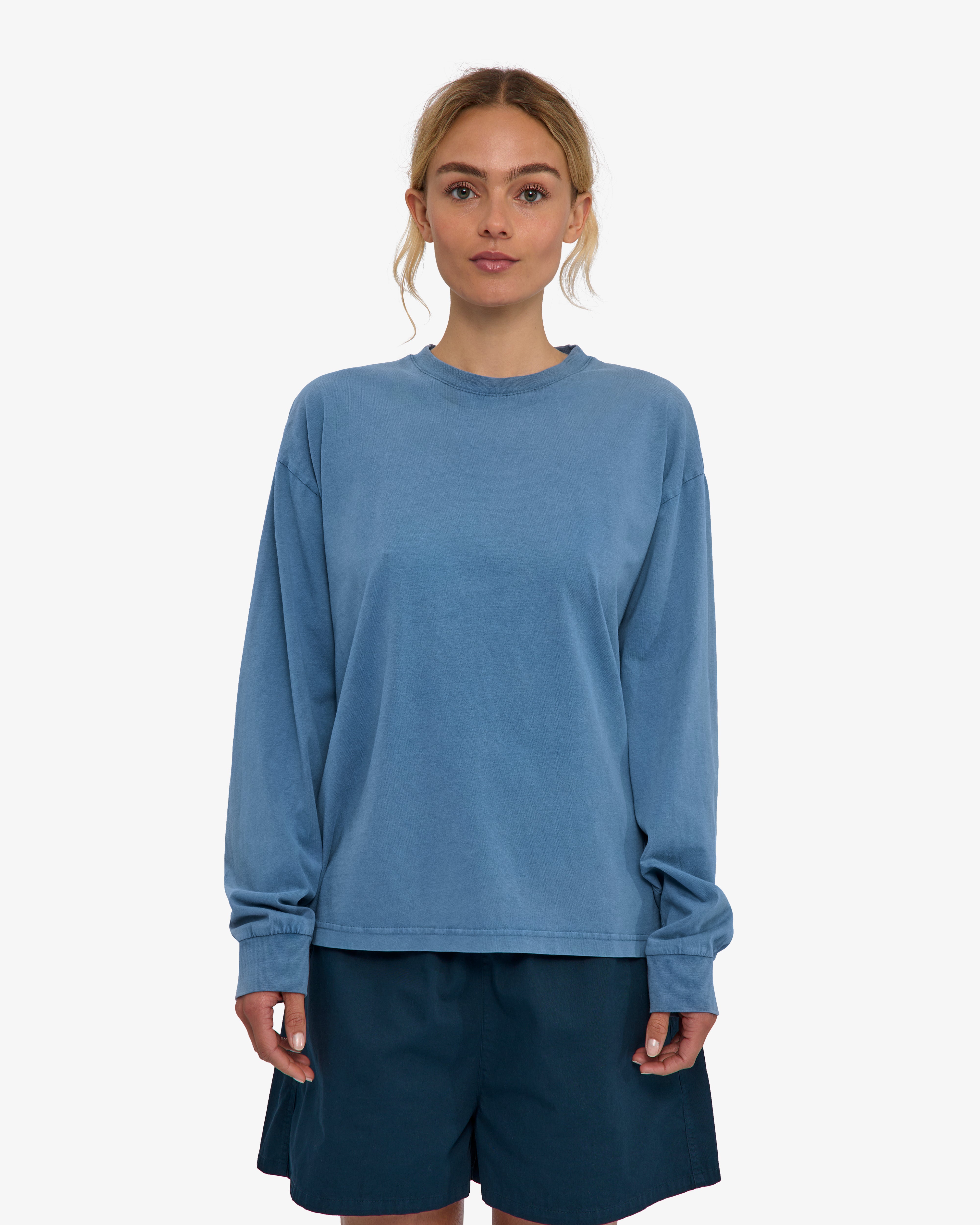 Oversized Organic LS T-Shirt - Faded Indigo