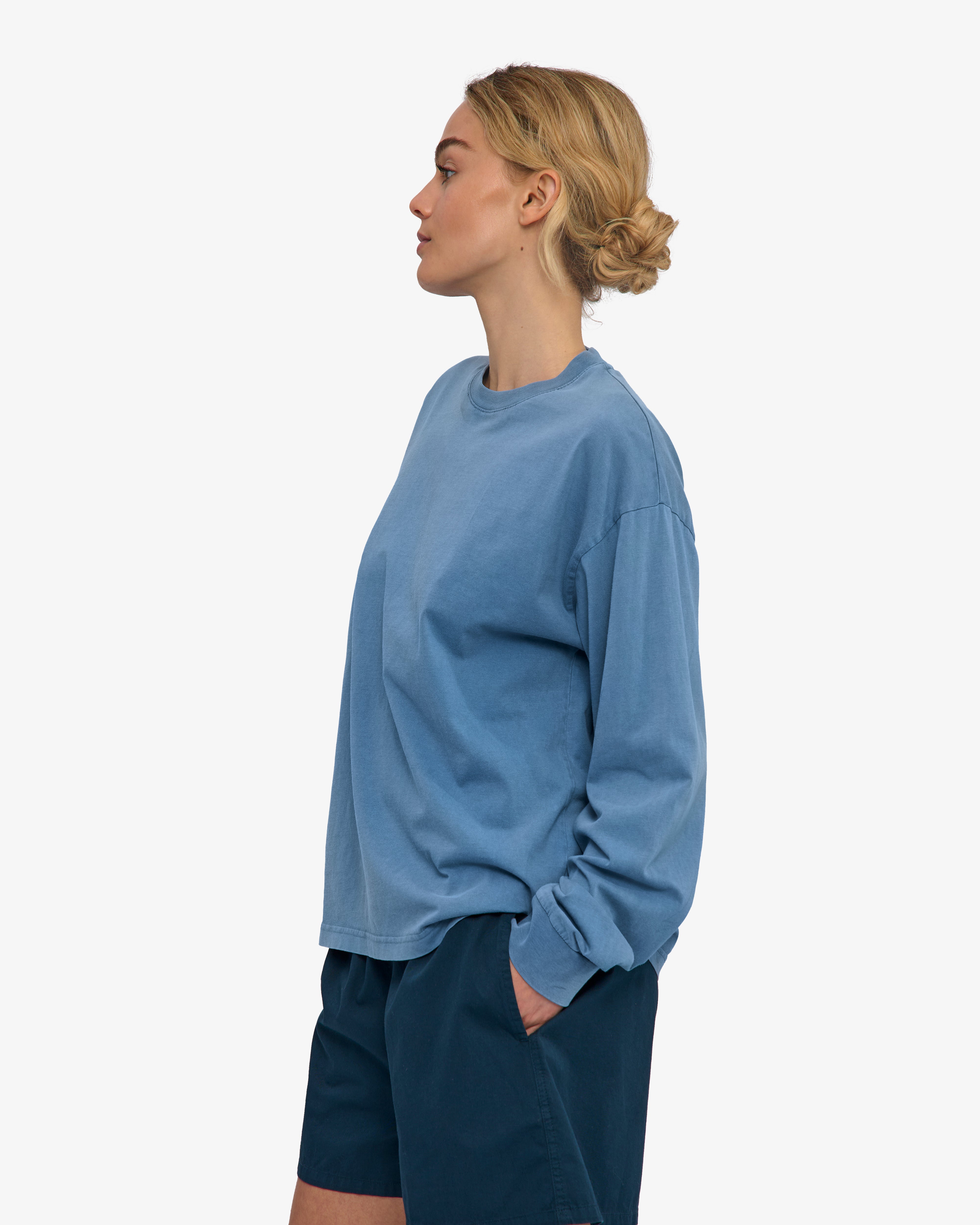 Oversized Organic LS T-Shirt - Faded Indigo