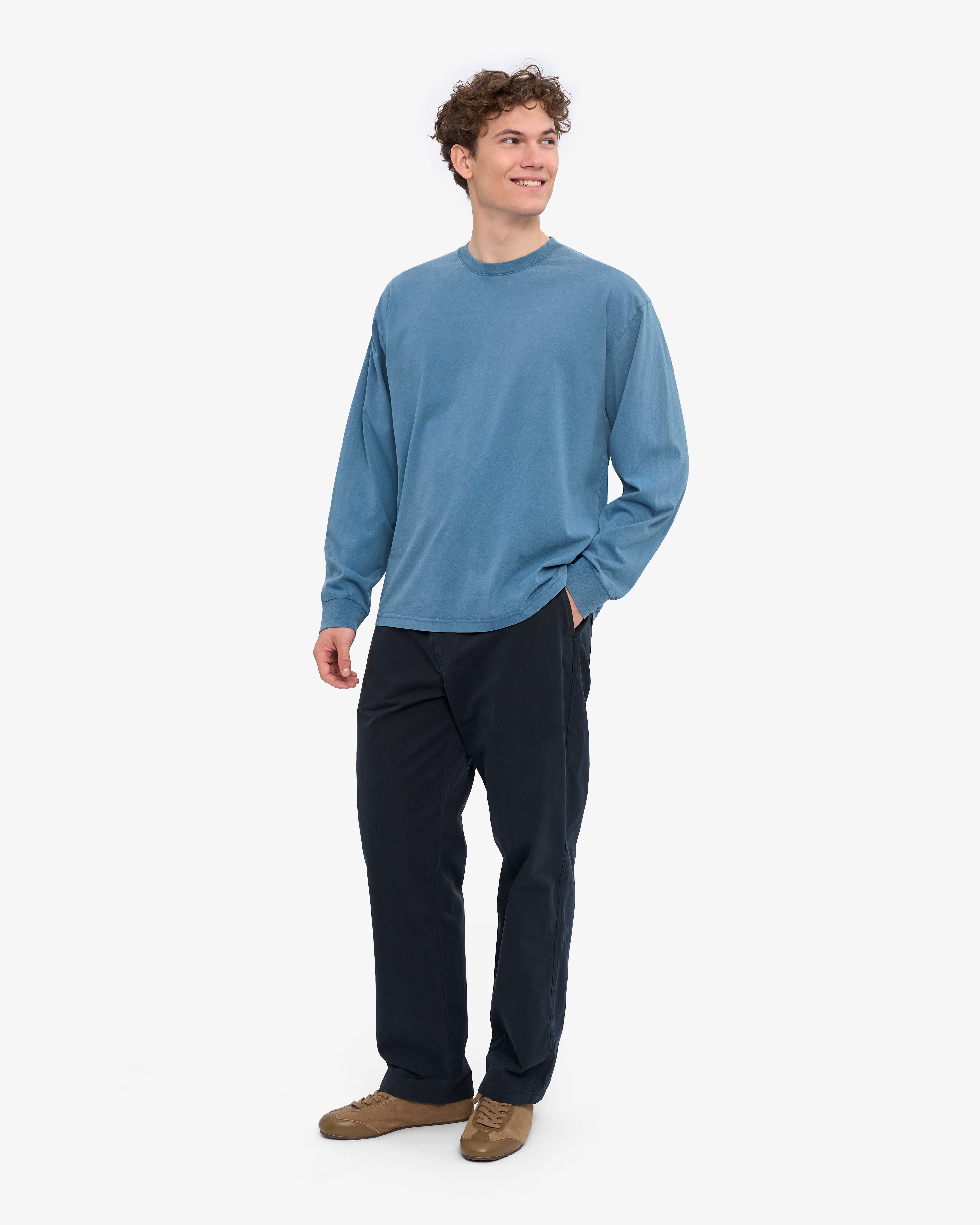 Oversized Organic LS T-Shirt - Faded Indigo