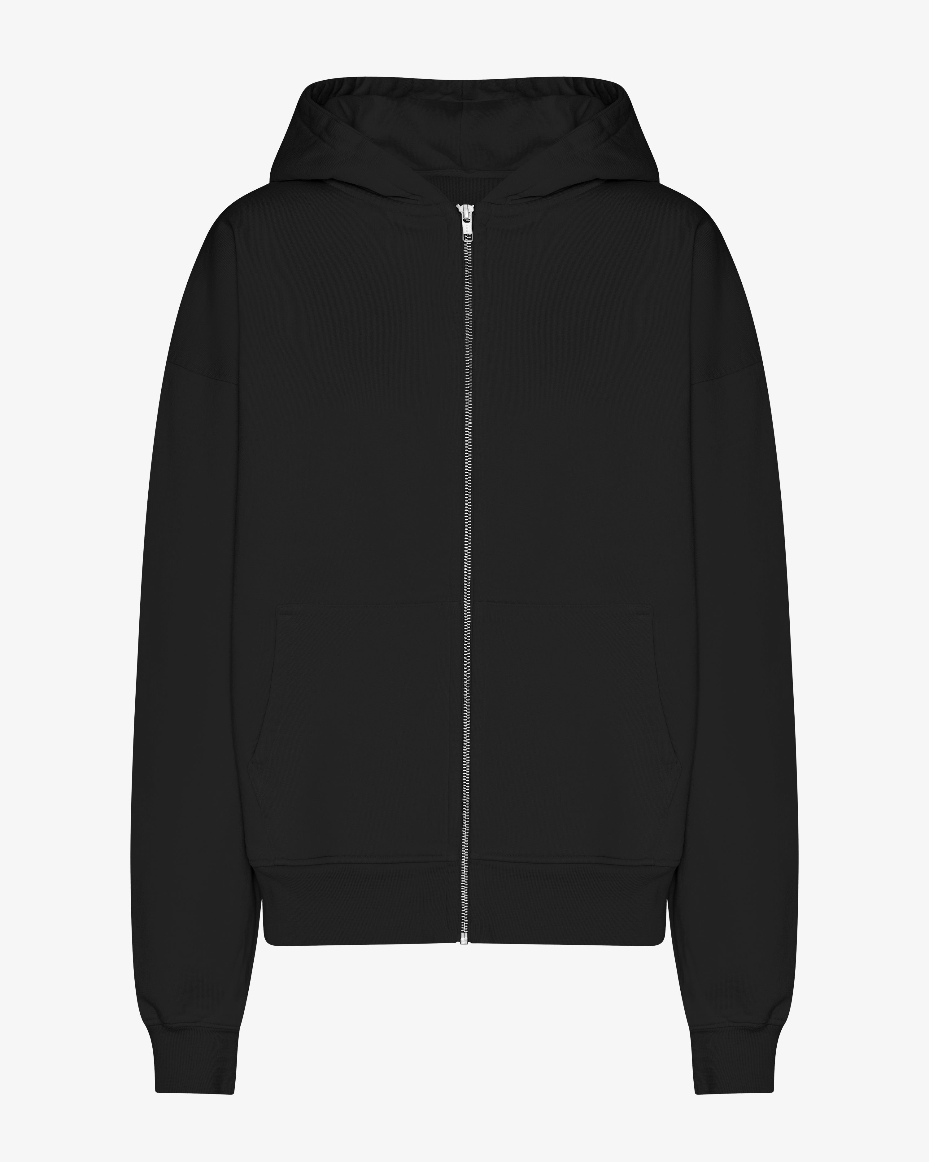 Organic Oversized Zip Hood - Deep Black