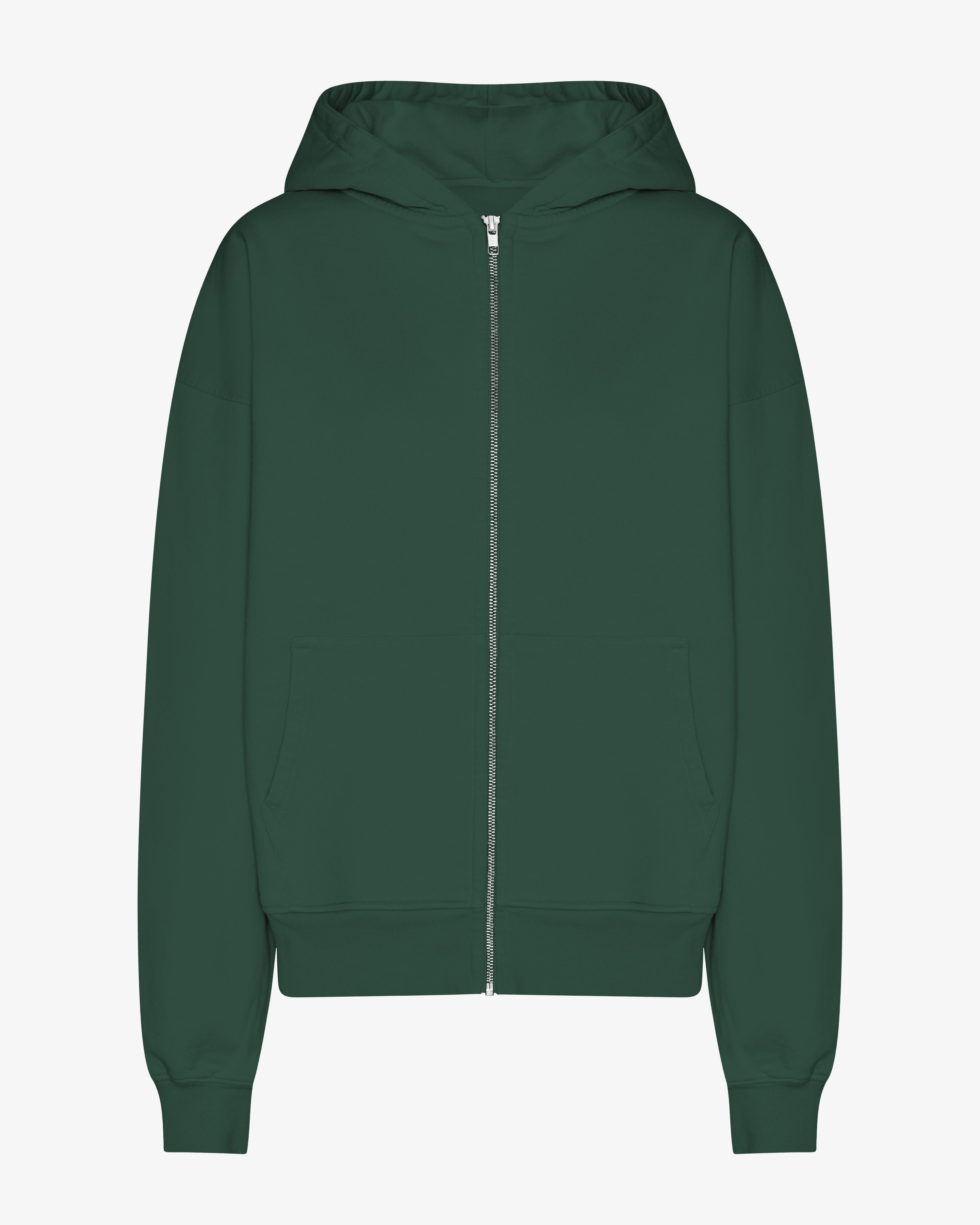 Organic Oversized Zip Hood - Emerald Green