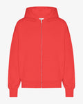 Organic Oversized Zip Hood - Red Tangerine