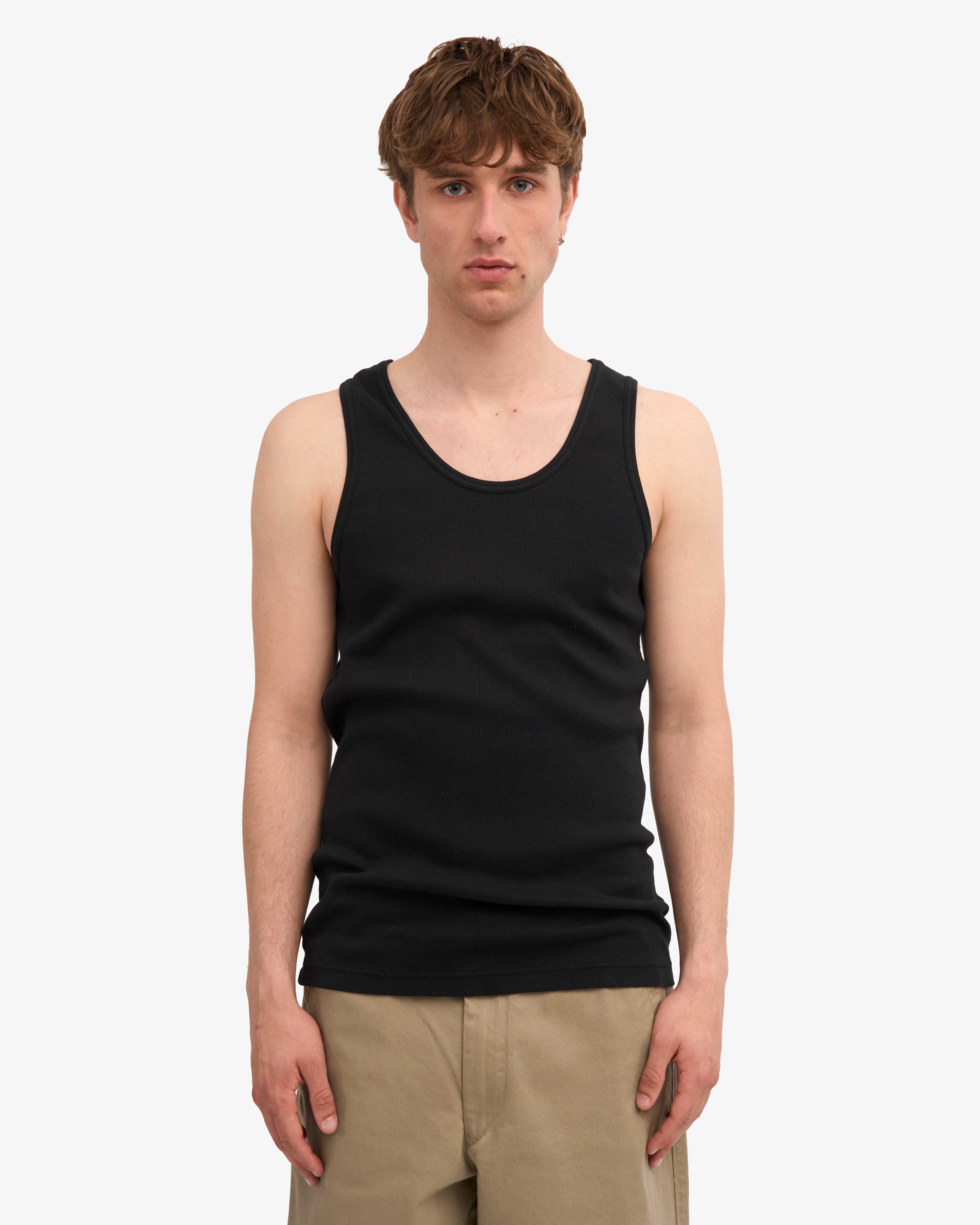 Organic Rib Tank Top - Deep Black