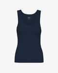 Women Organic Rib Tank Top - Navy Blue
