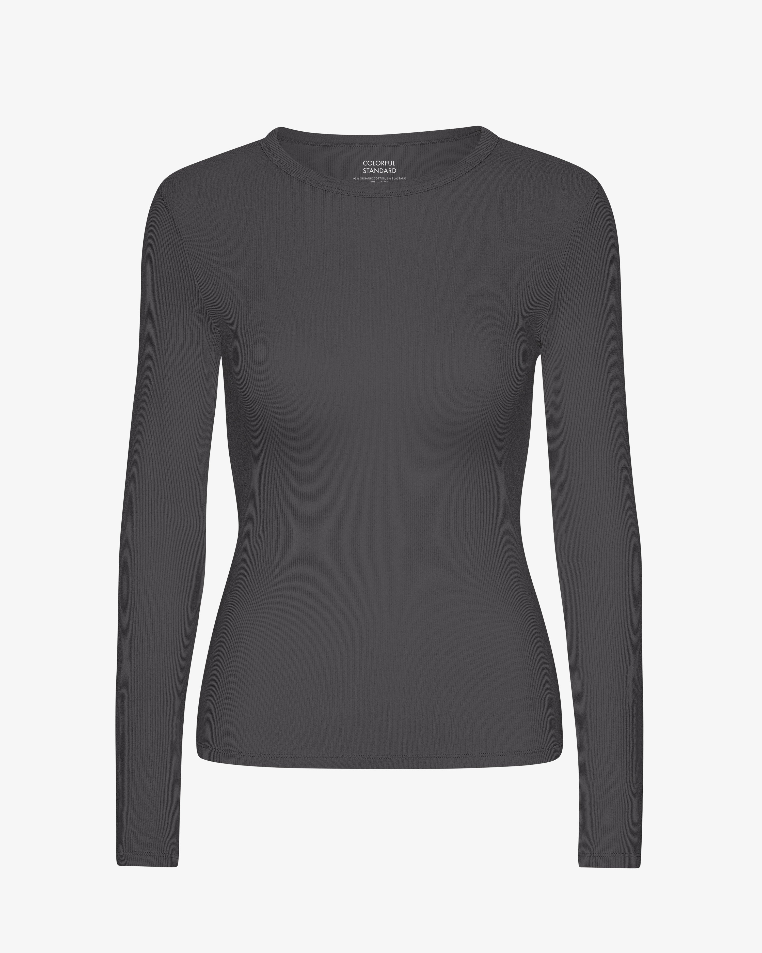 Women Organic Rib LS T-Shirt - Lava Grey