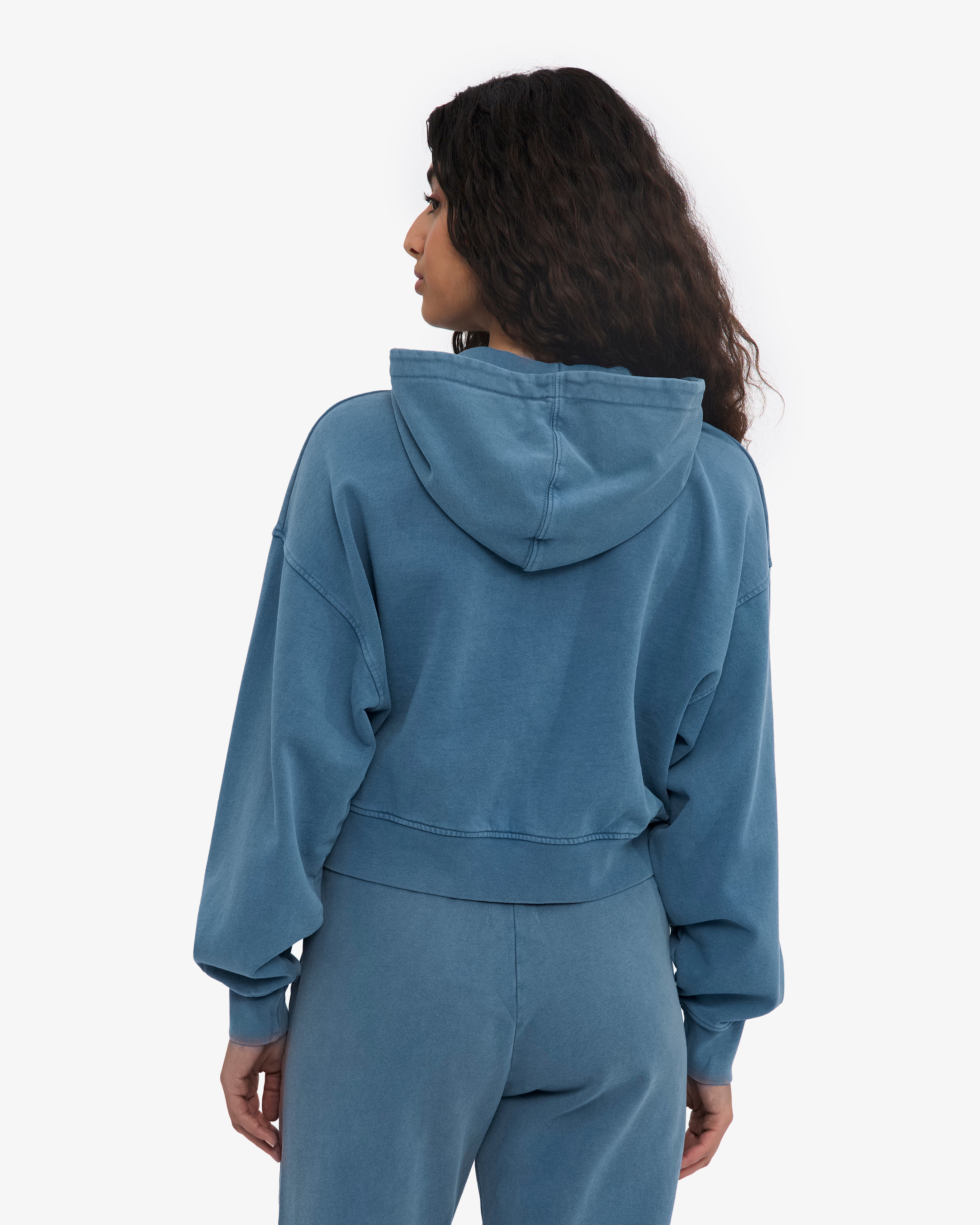Organic Crop Zip Hood - Faded Indigo