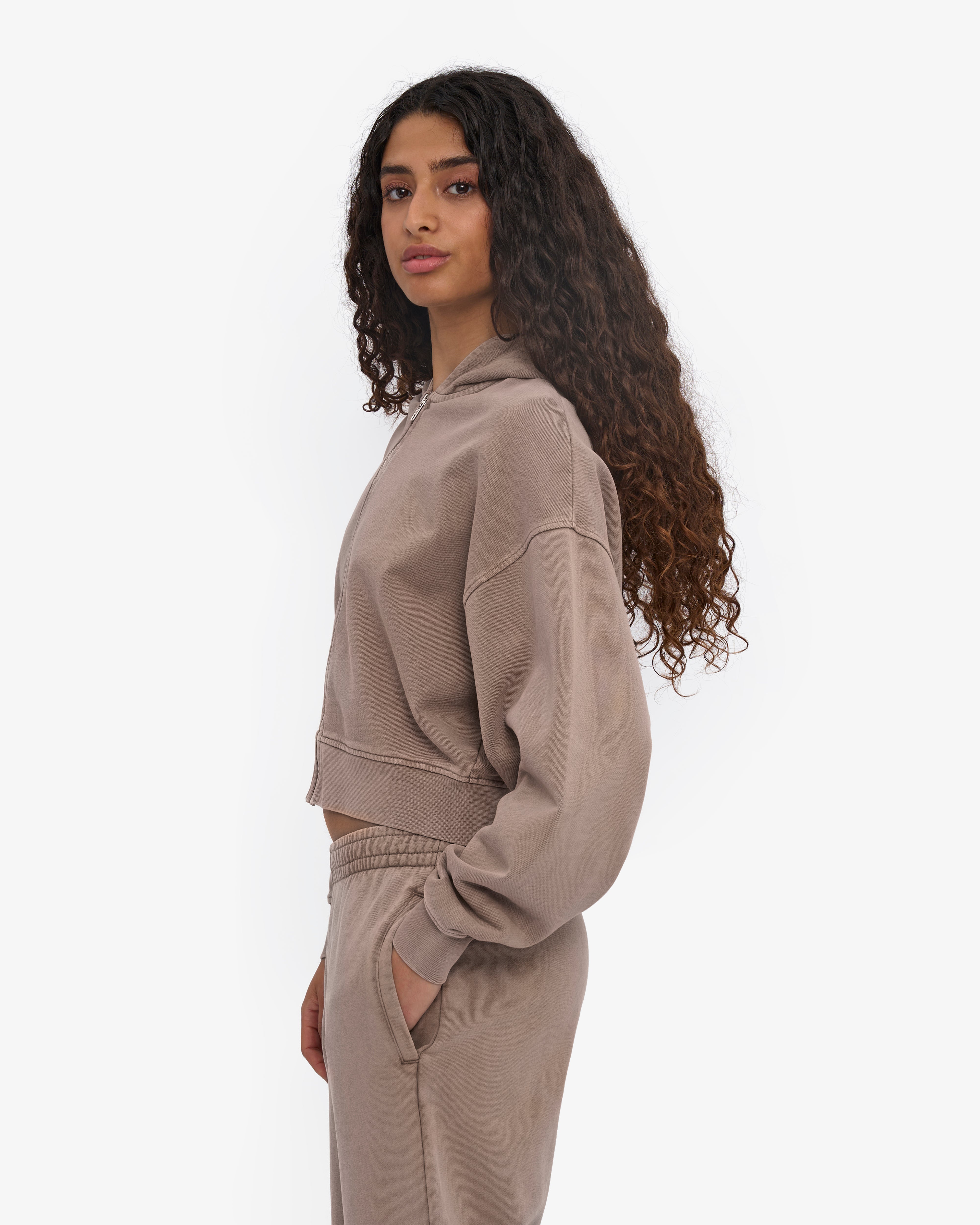 Organic Crop Zip Hood - Faded Khaki