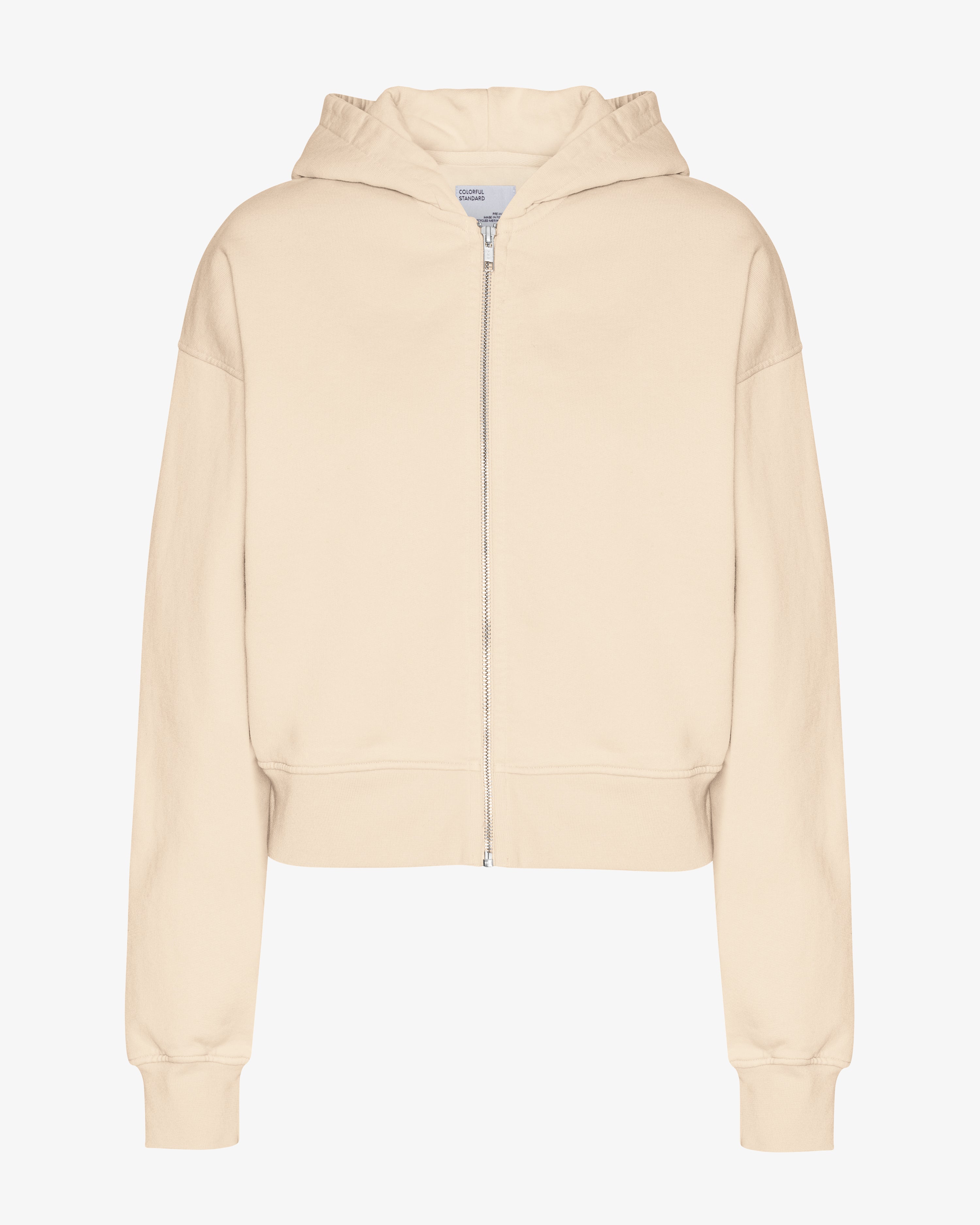 Organic Crop Zip Hood - Ivory White