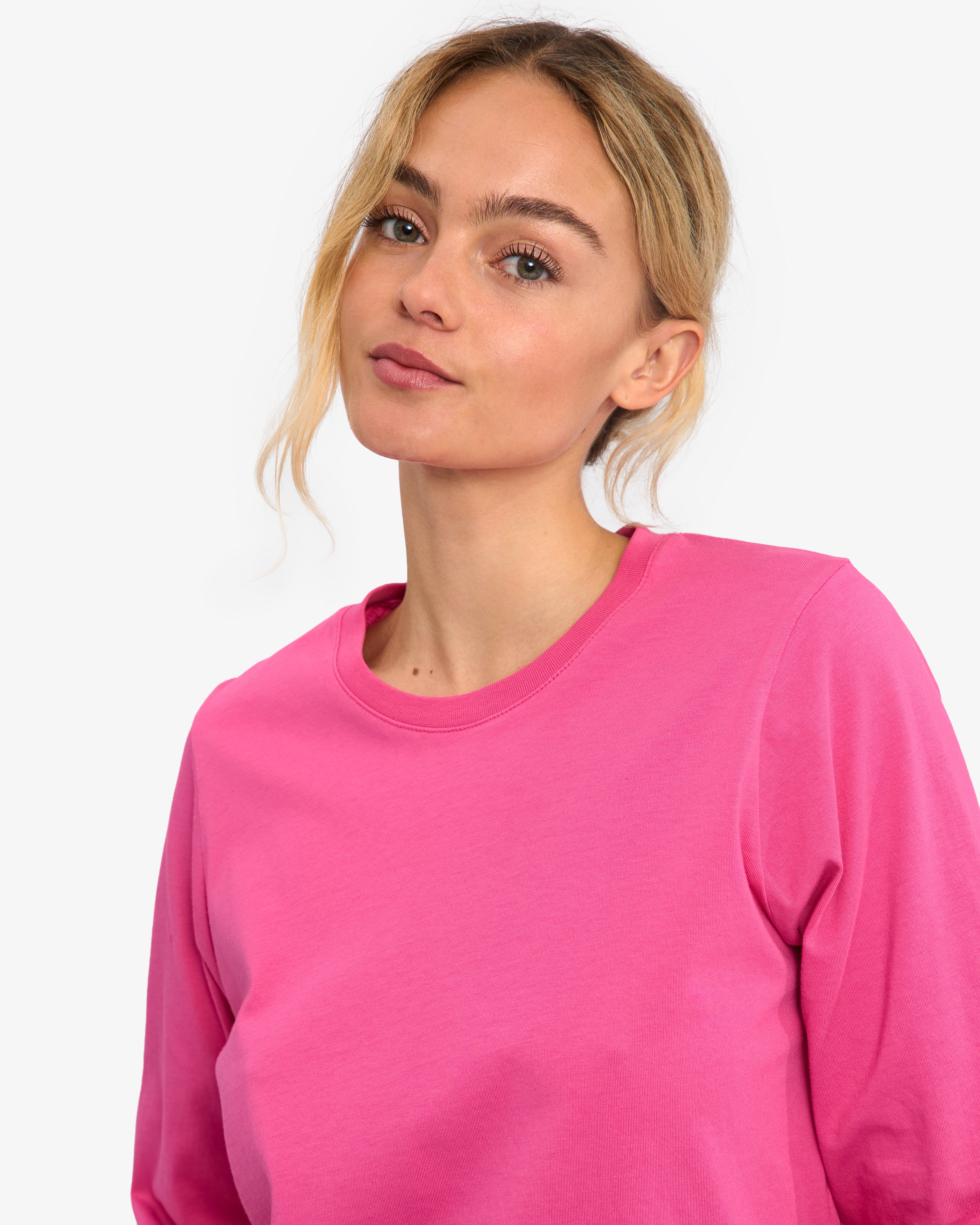 Women Organic LS T-Shirt - Bubblegum Pink