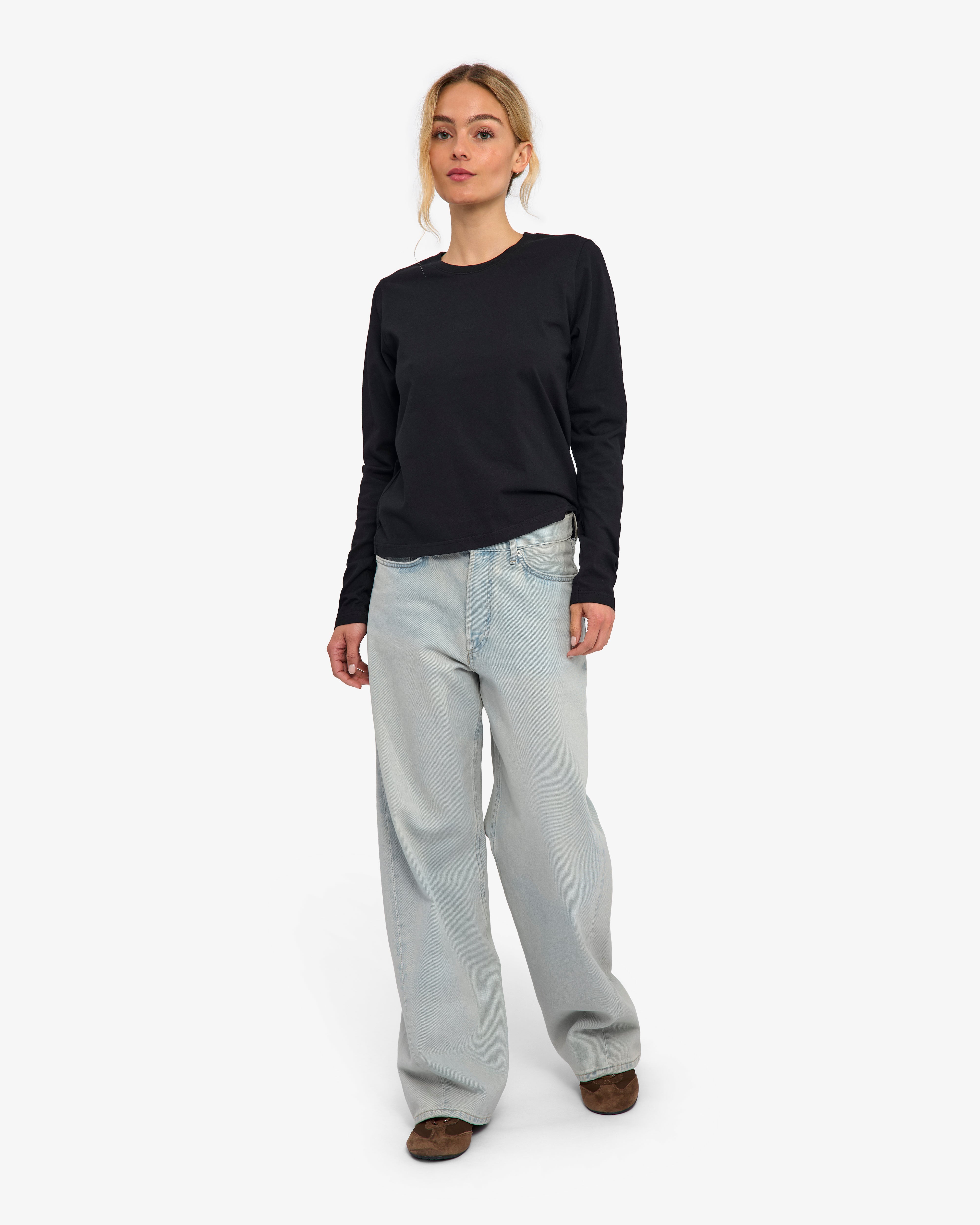 Women Organic LS T-Shirt - Deep Black