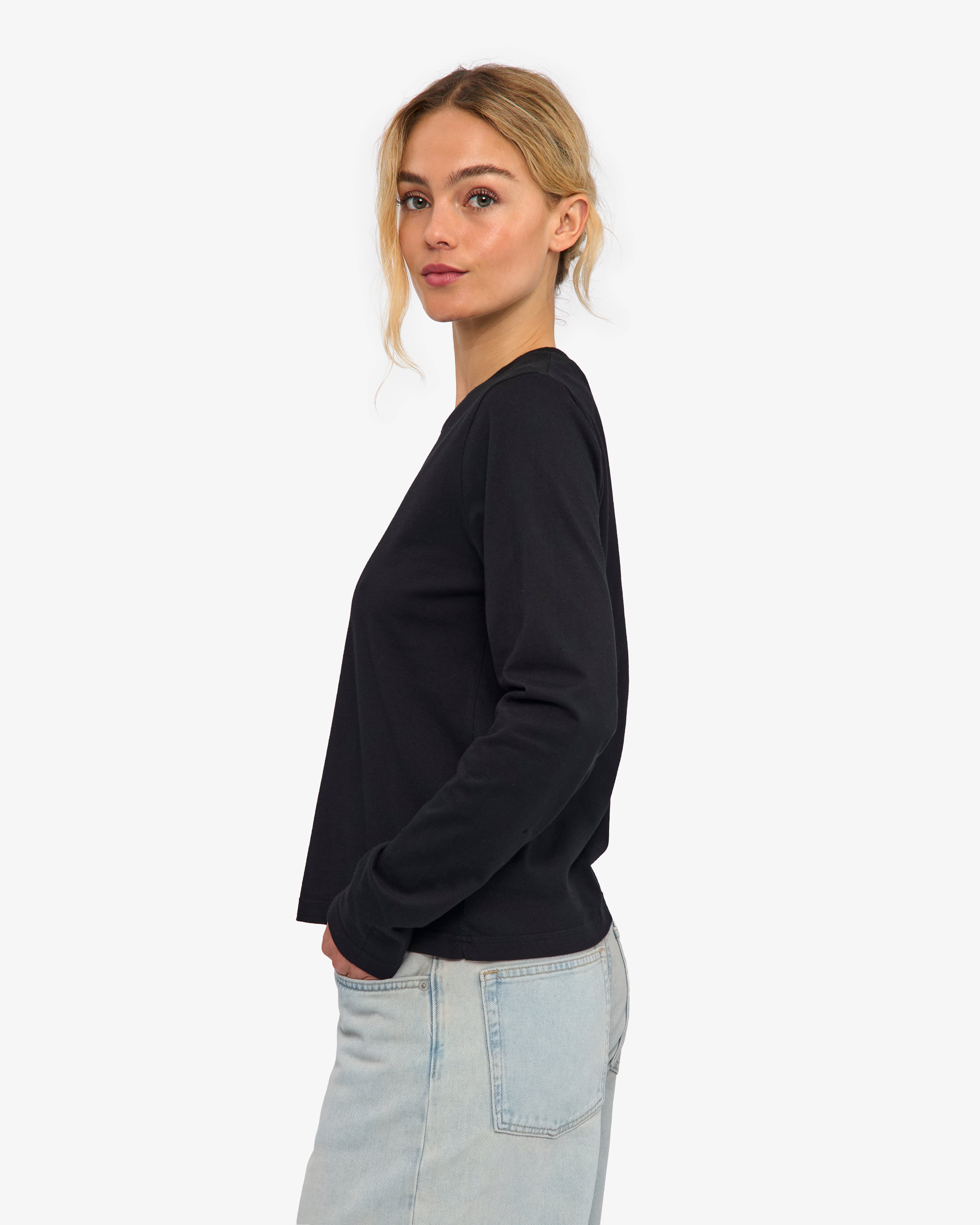 Women Organic LS T-Shirt - Deep Black