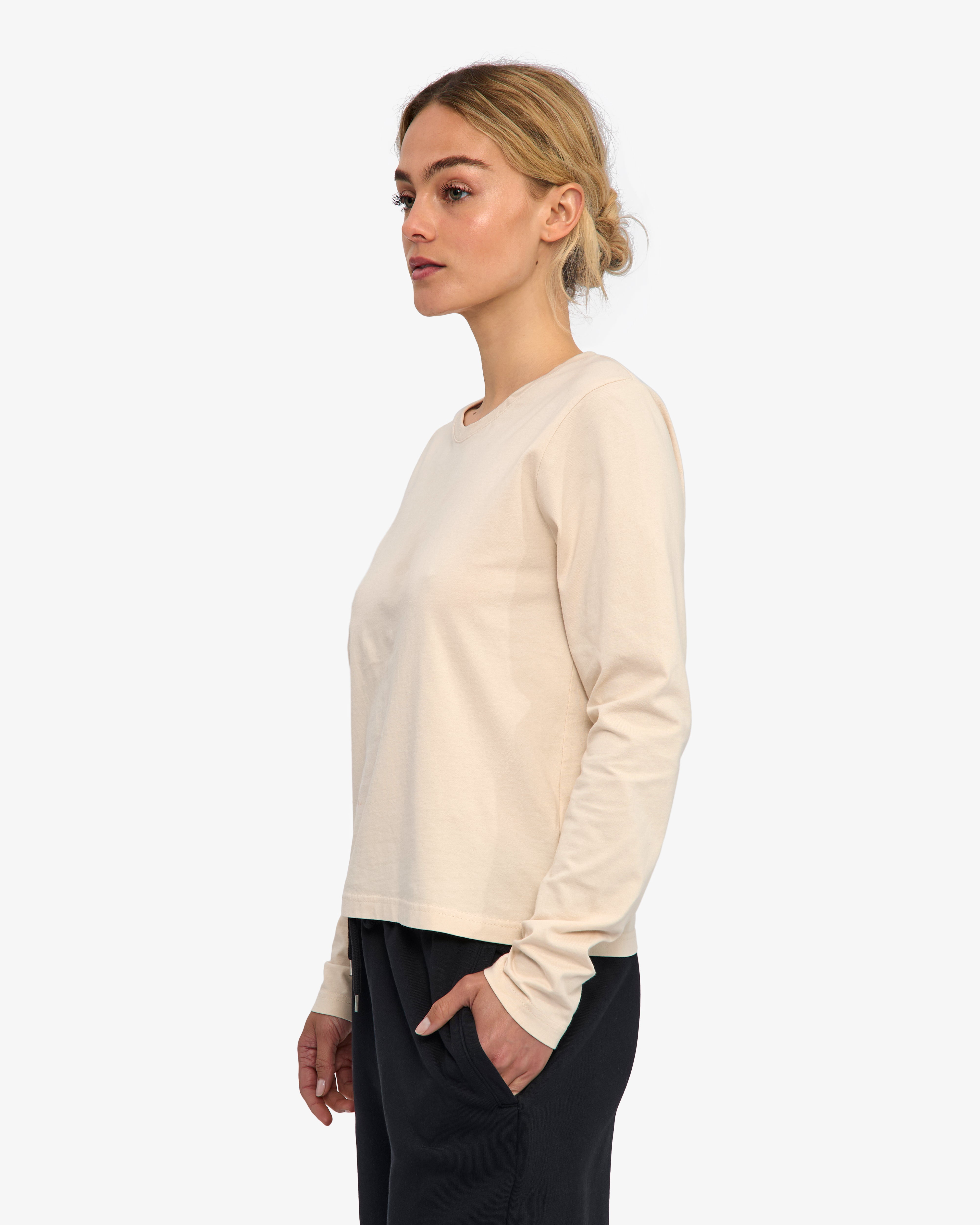 Women Organic LS T-Shirt - Ivory White