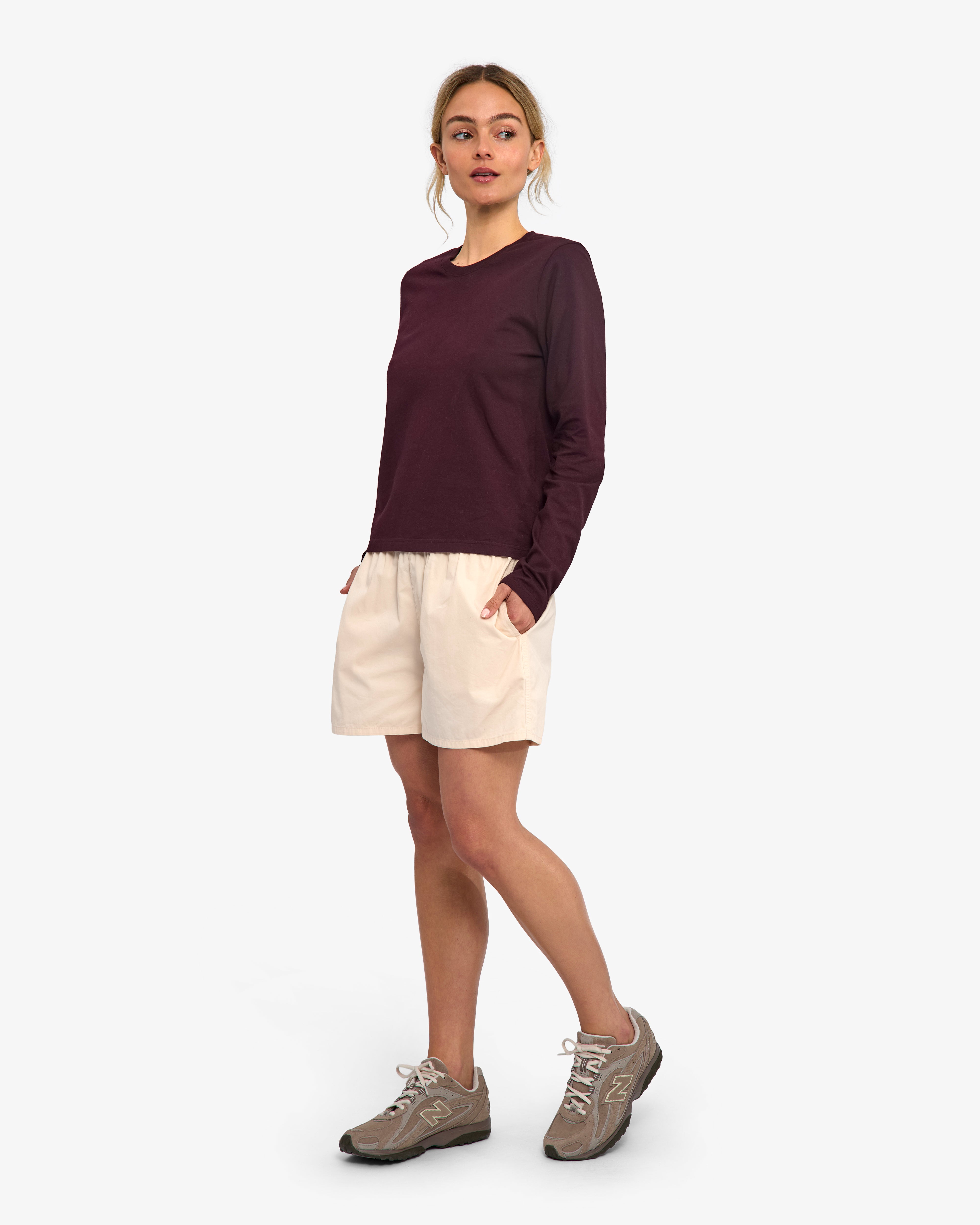 Women Organic LS T-Shirt - Oxblood Red