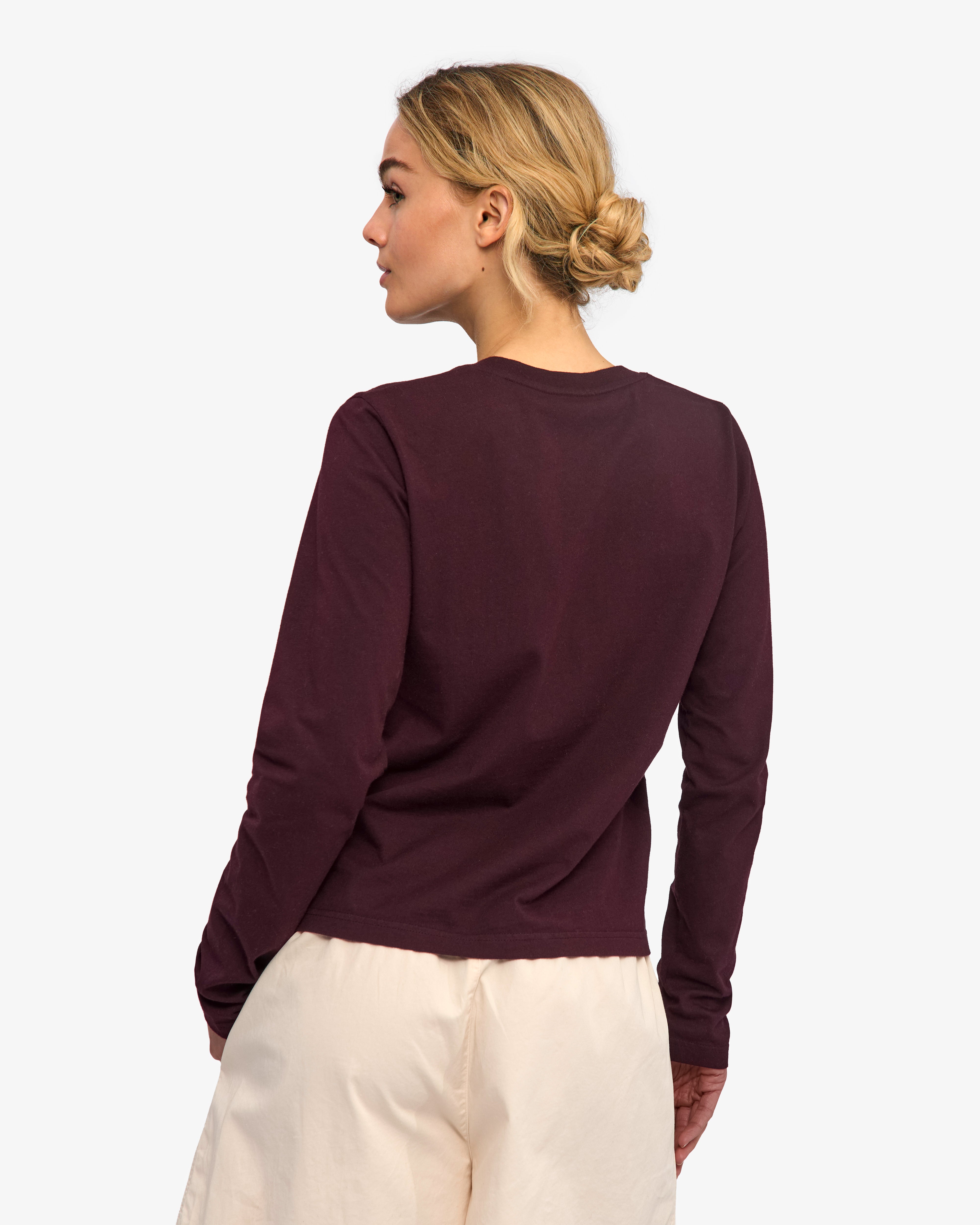 Women Organic LS T-Shirt - Oxblood Red