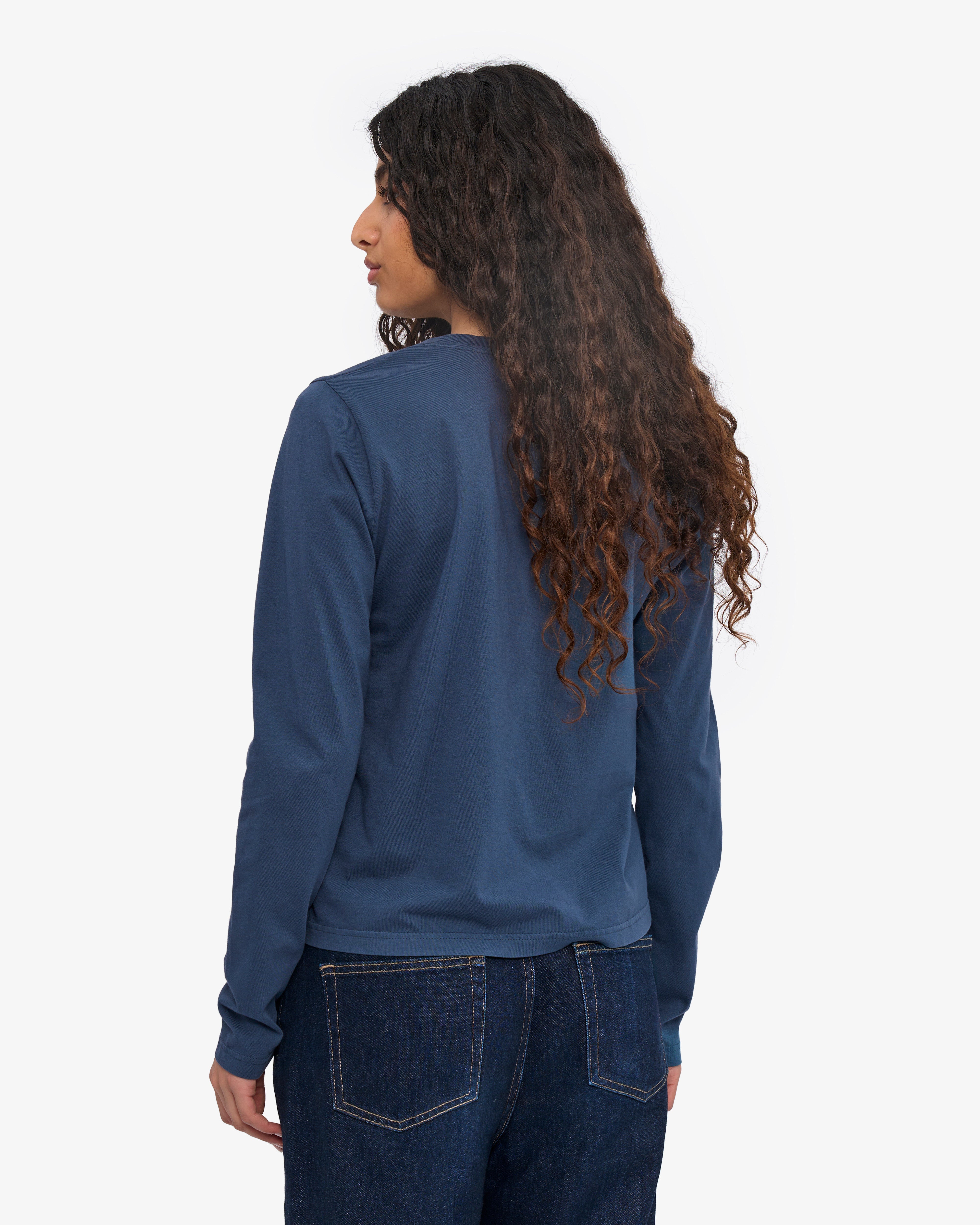Women Organic LS T-Shirt - Petrol Blue