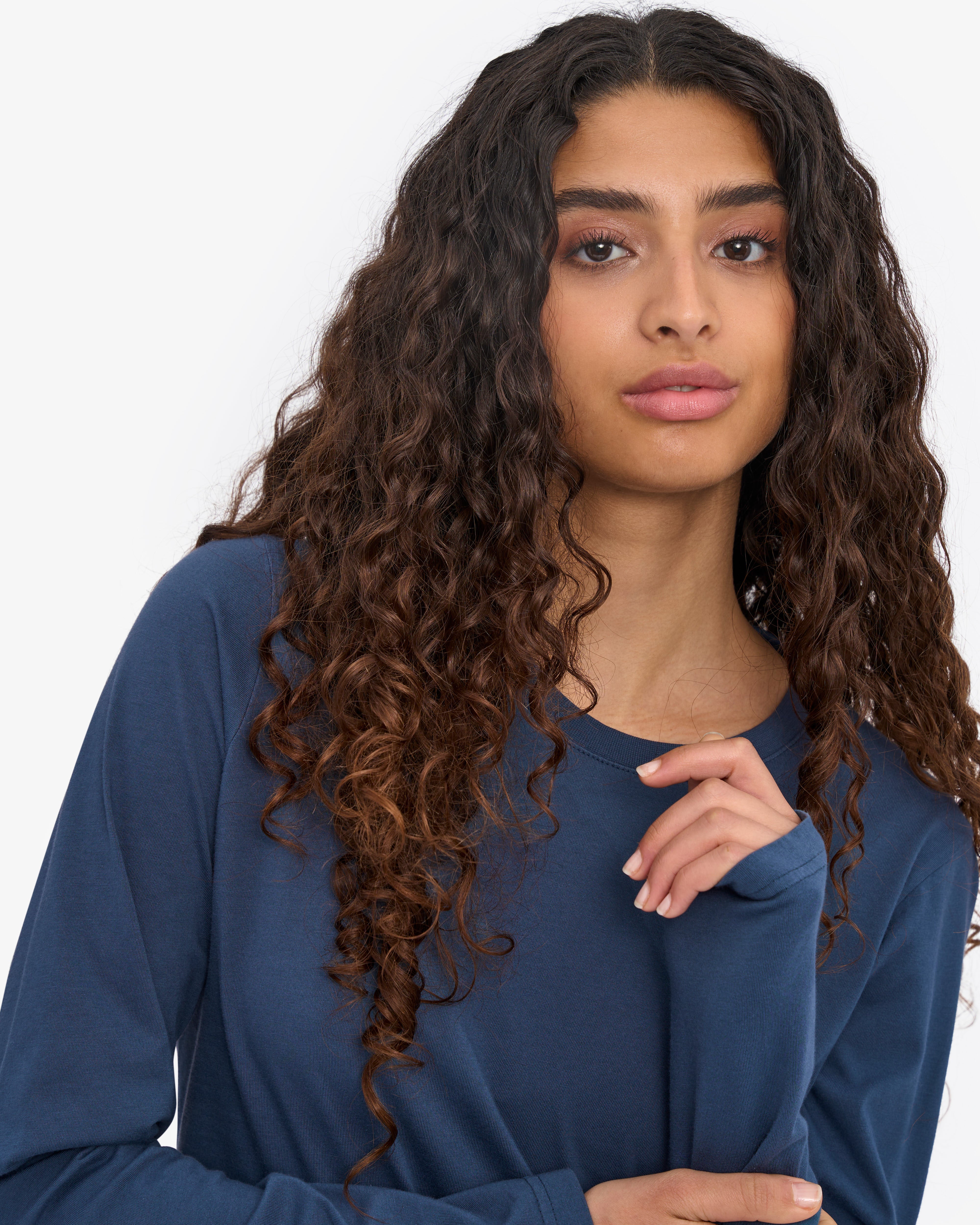 Women Organic LS T-Shirt - Petrol Blue