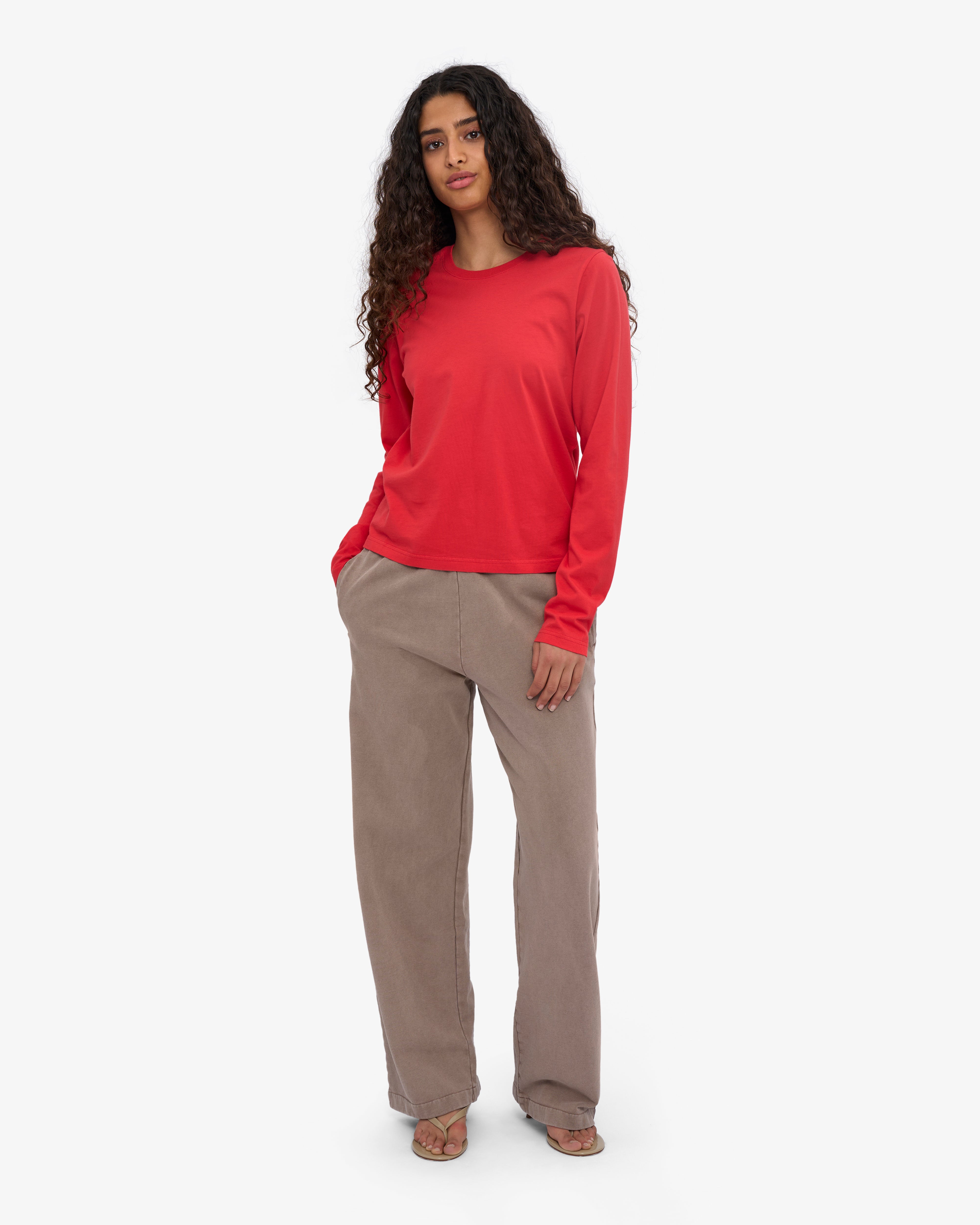 Women Organic LS T-Shirt - Red Tangerine