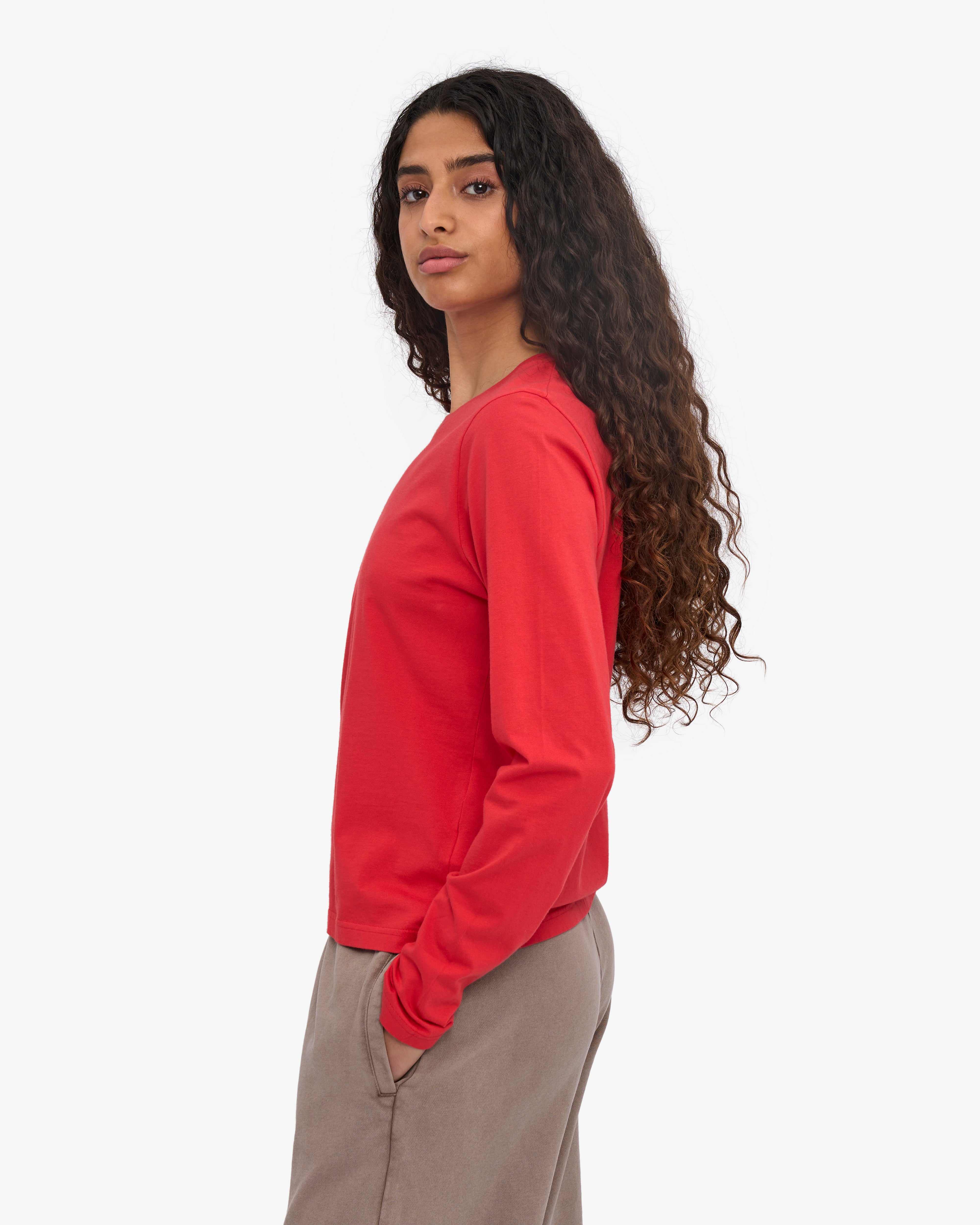 Women Organic LS T-Shirt - Red Tangerine