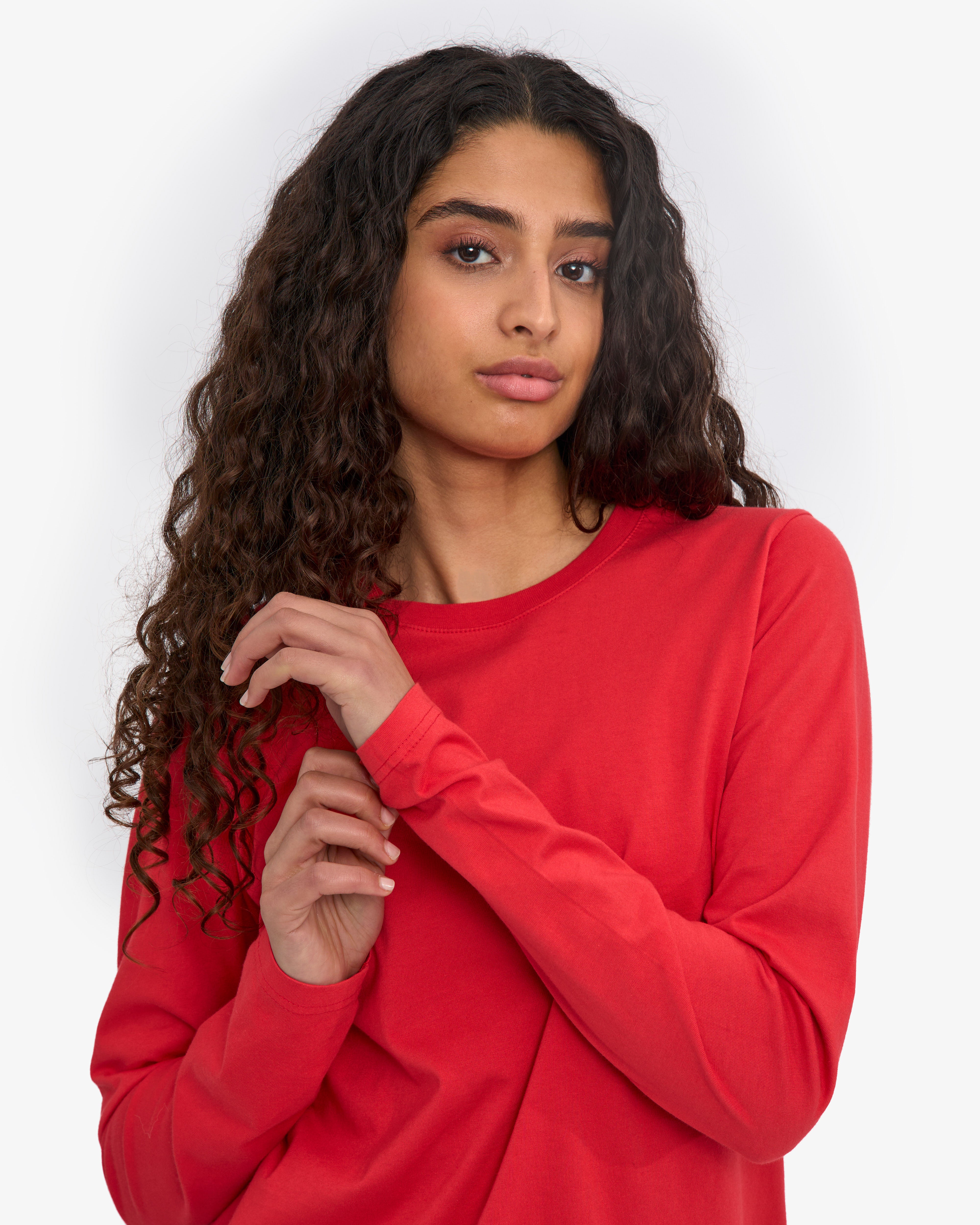 Women Organic LS T-Shirt - Red Tangerine