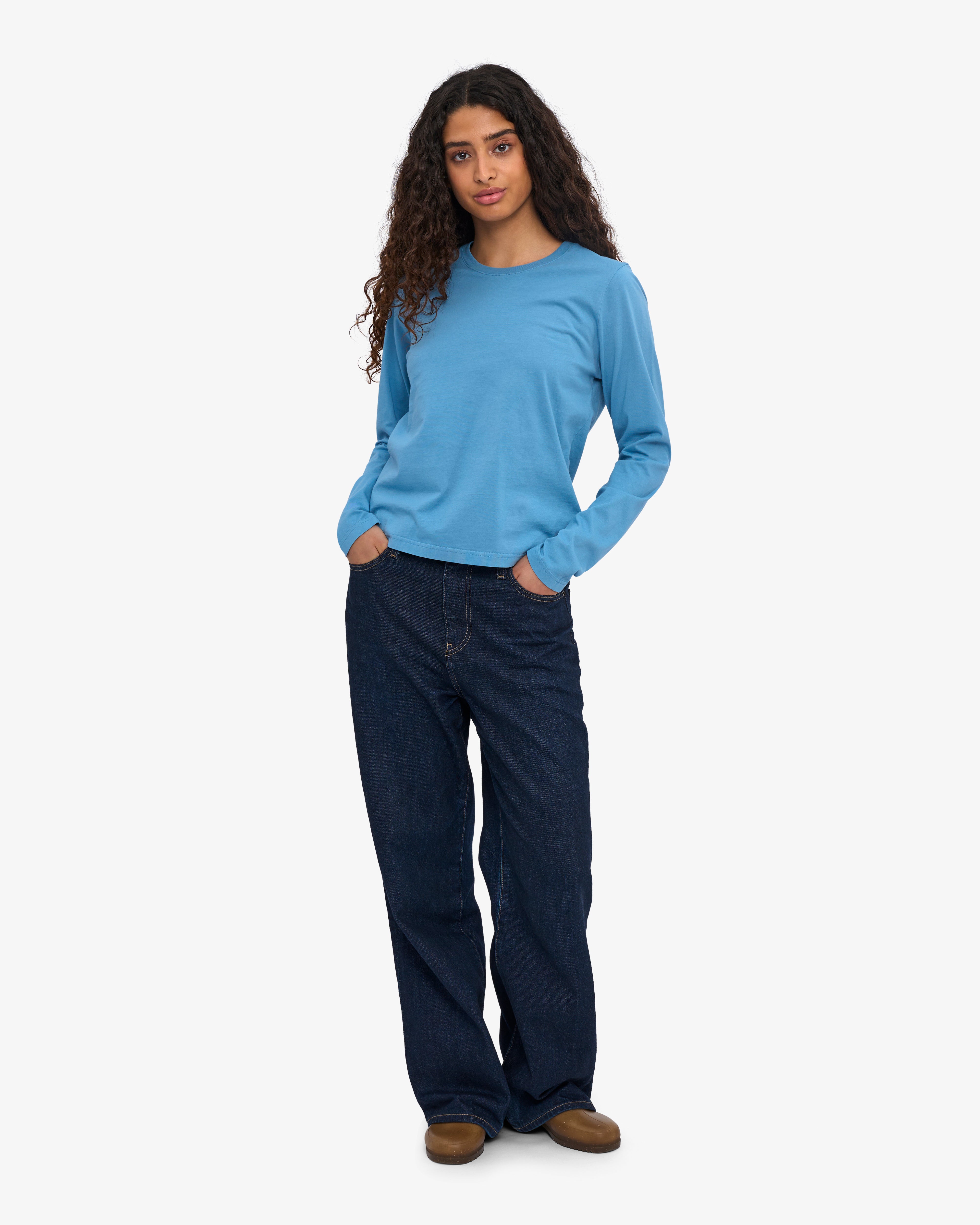Women Organic LS T-Shirt - Seaside Blue