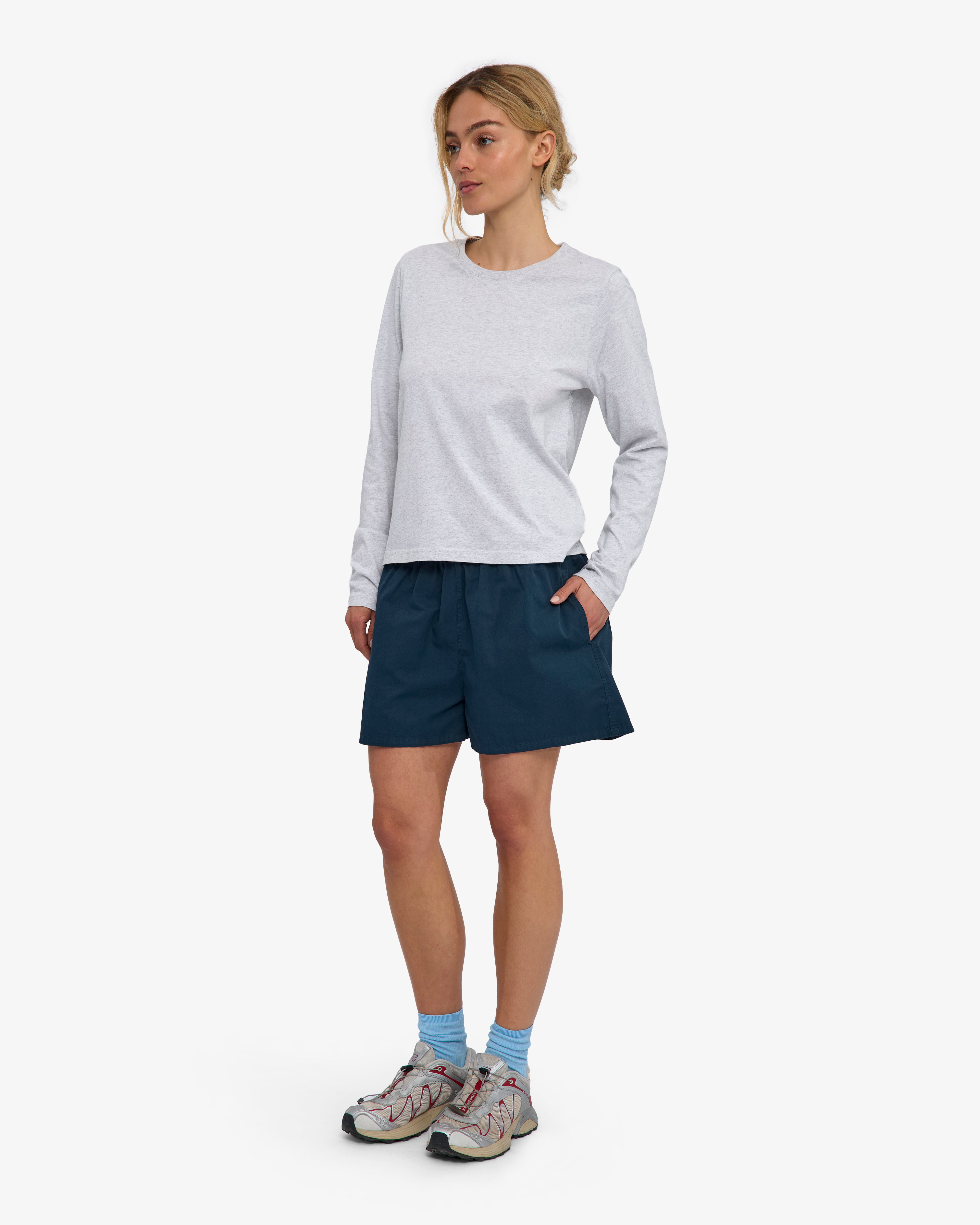 Women Organic Twill Shorts - Petrol Blue