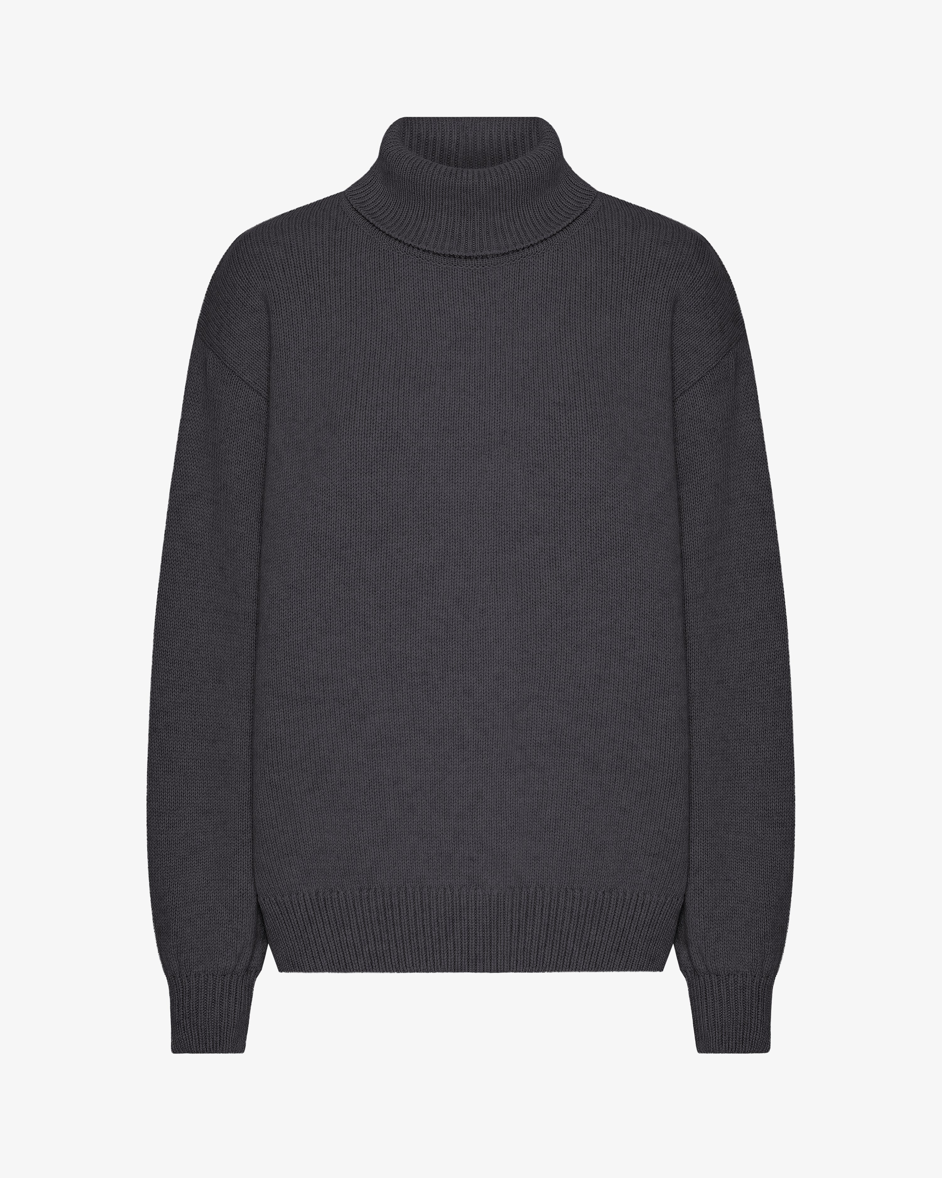 Merino Wool Turtleneck - Lava Grey